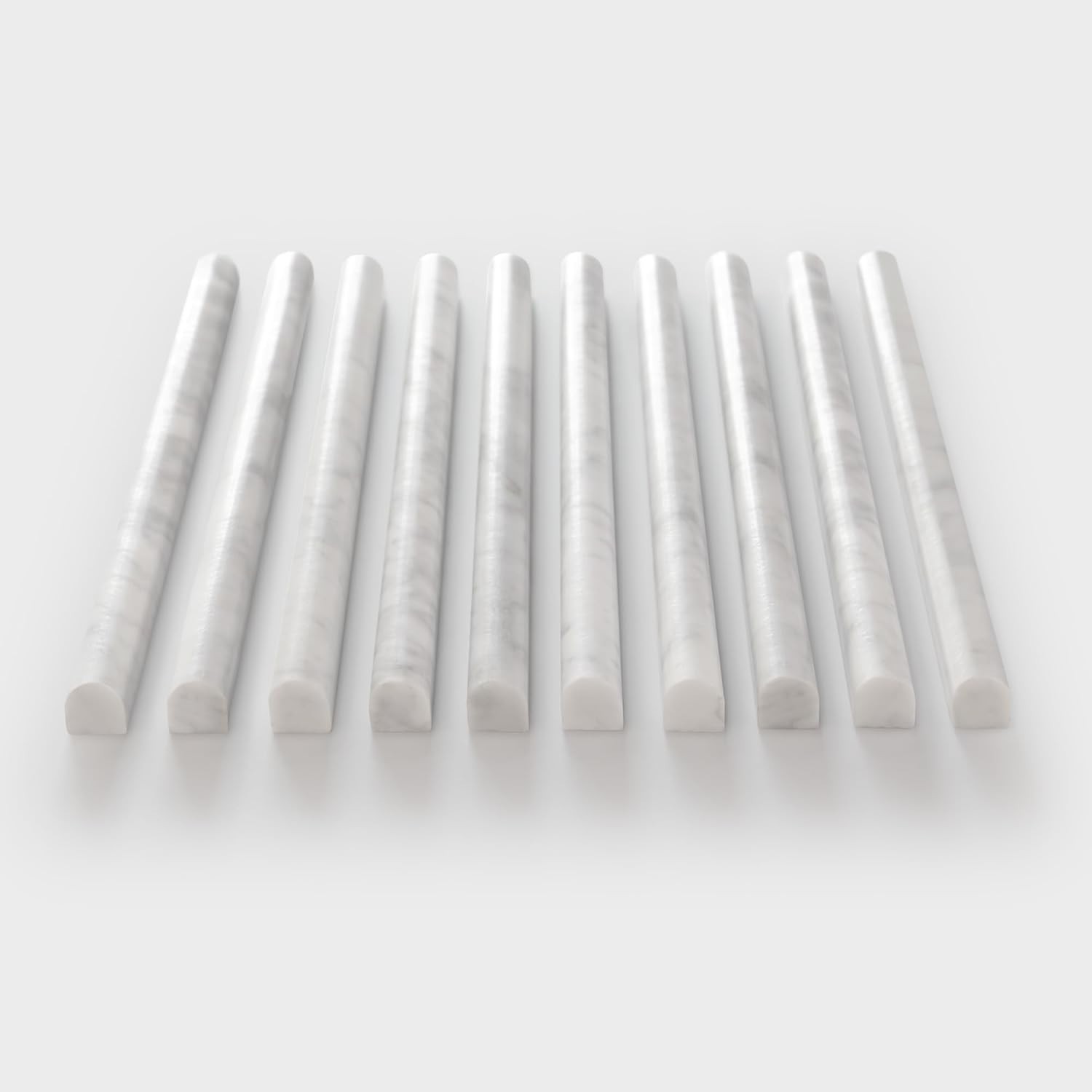 Carrara White Marble Pencil Liner Tile – 10 Pack 3/4″ x 12″ Bullnose Trim