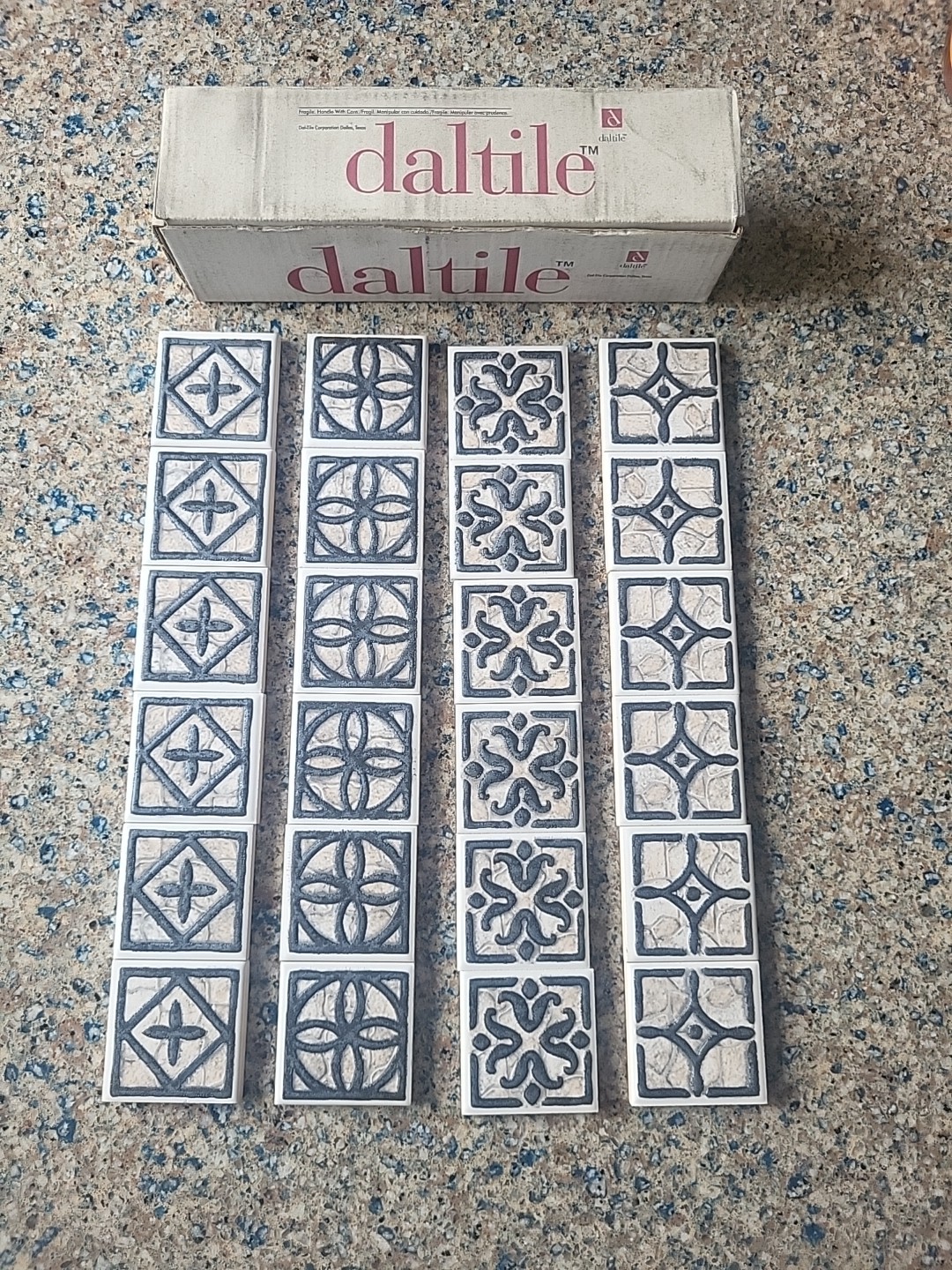 Box Of 24 Daltile Tile 2″×2″ Inserts FA31 Wrought Iron Beige 22DOTS1P Shade 5550