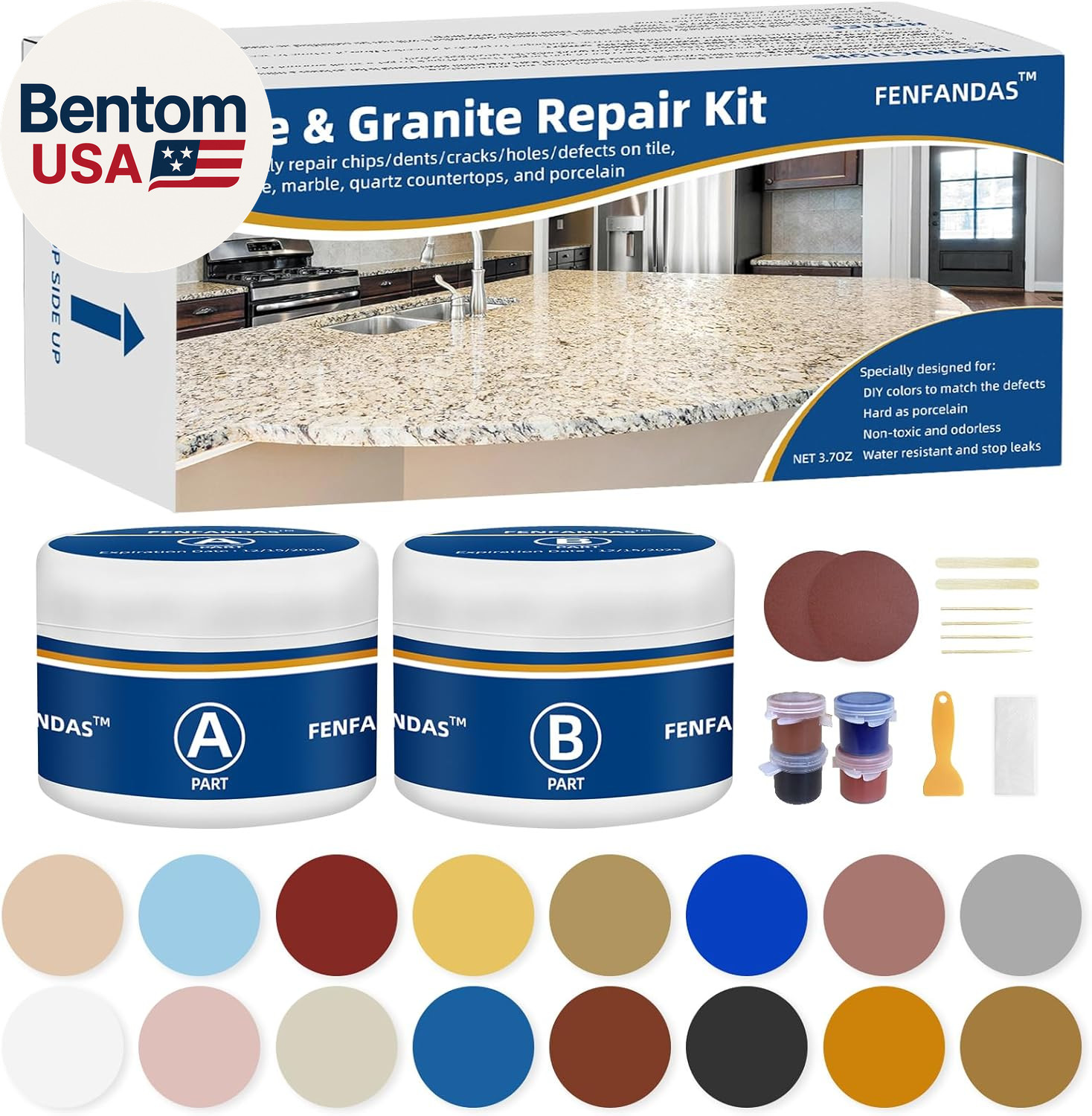Tile and Granite Repair Kit, Marble Porcelain Stone and Quartz Countertops Repai