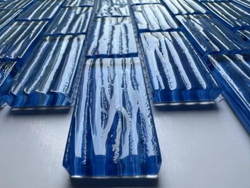 Textured Glass Mosaic Tiles 12″x12″ – Waterproof Subway Backsplash for Kitchen,
