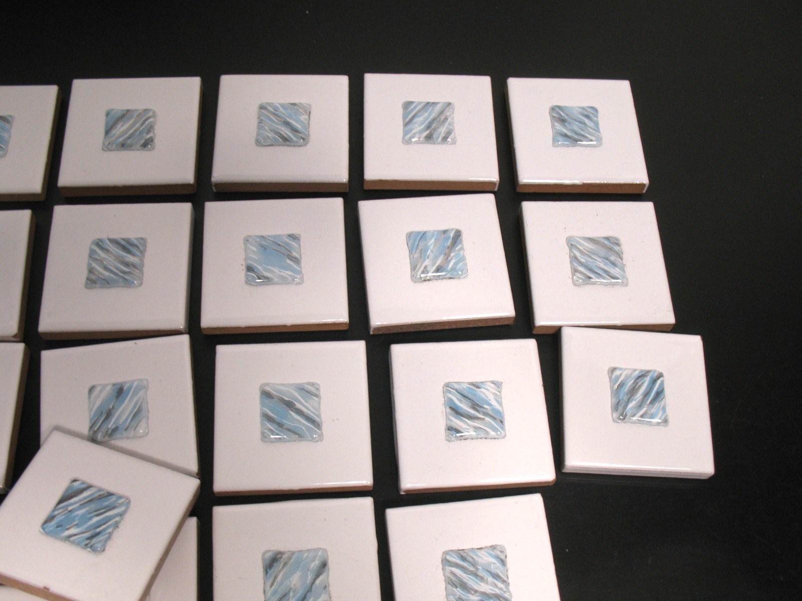 2 x 2 inch CENTER GLASS MEDALLION TILE LOT OF 46 SOME IMPERFECT ITALY HANDMADE