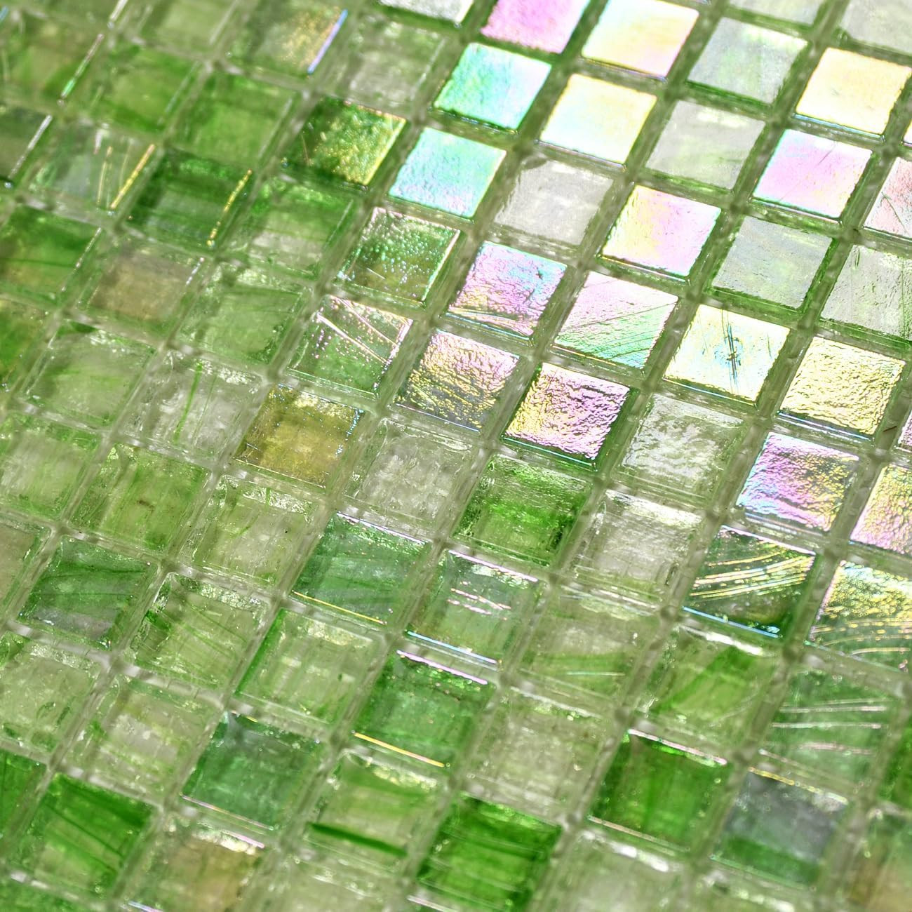 Covers 5.75 Sq.Ft Glue down Mosaic Tile – 0.4″X0.4″ Translucent Iridescent Glass
