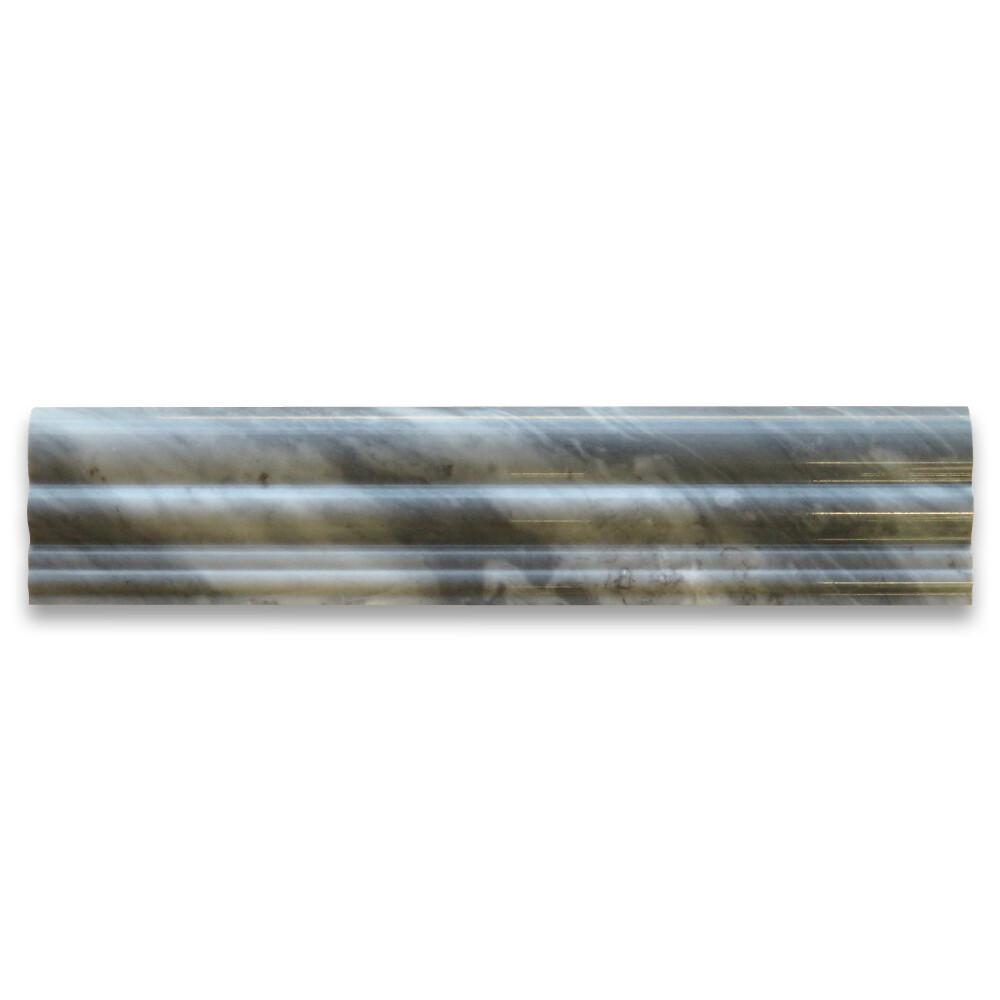 K14P Bardiglio Gray Dark Grey Marble 2-1/2×12 Chair Rail Molding Polished