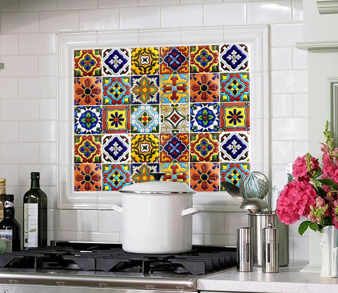 Tile Stickers for Kitchen Backsplash Bathroom Peel and stick Mexican TR001