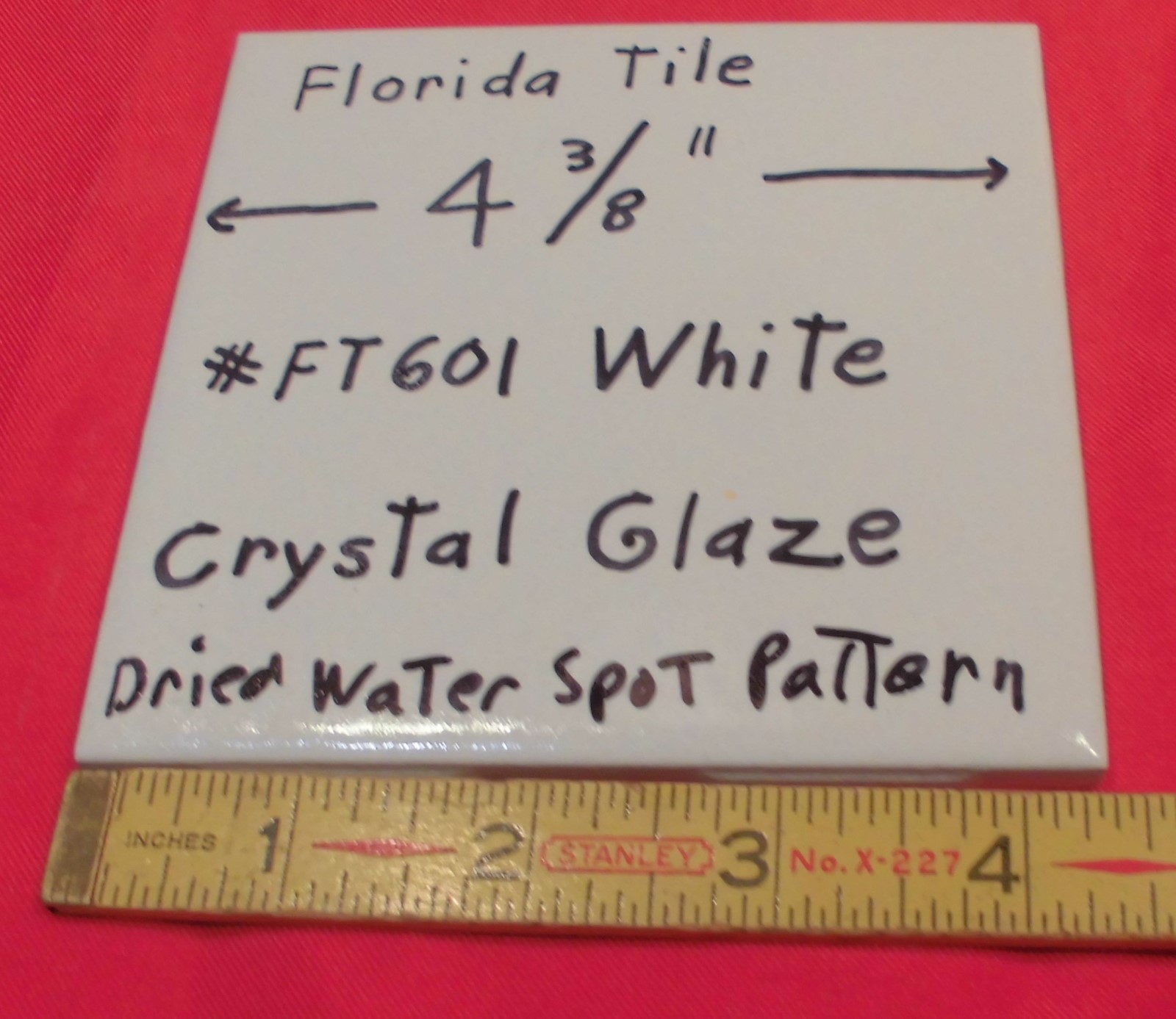 1 pc. *White* Ceramic Tile 4-3/8″ Crystal Glazed by Florida Tile Co. (NOS)