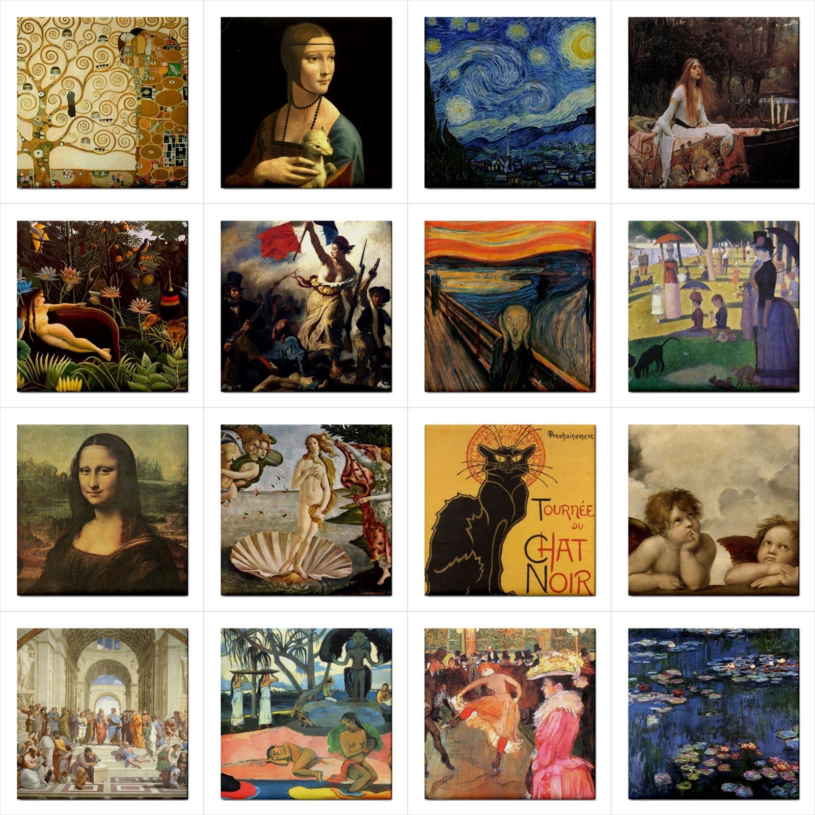 Famous Art Ceramic Tile Set Of 16 Backsplash 4.25″ Tiles Home Decor