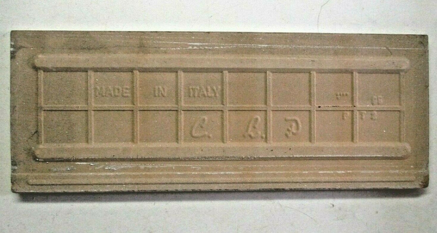 1 Italy CLP Bullnose Wall Tile Ceramic 7-7/8″ X 3″ Marbled Satin Gray Beige Vtg