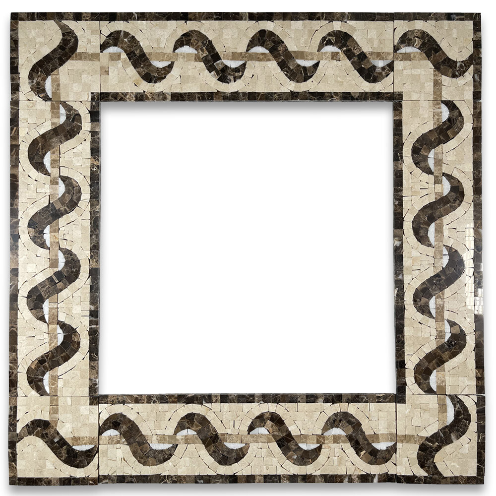B0024P Marble Mosaic Border Listello Tile Melody Emperador 4×13.4 Polished