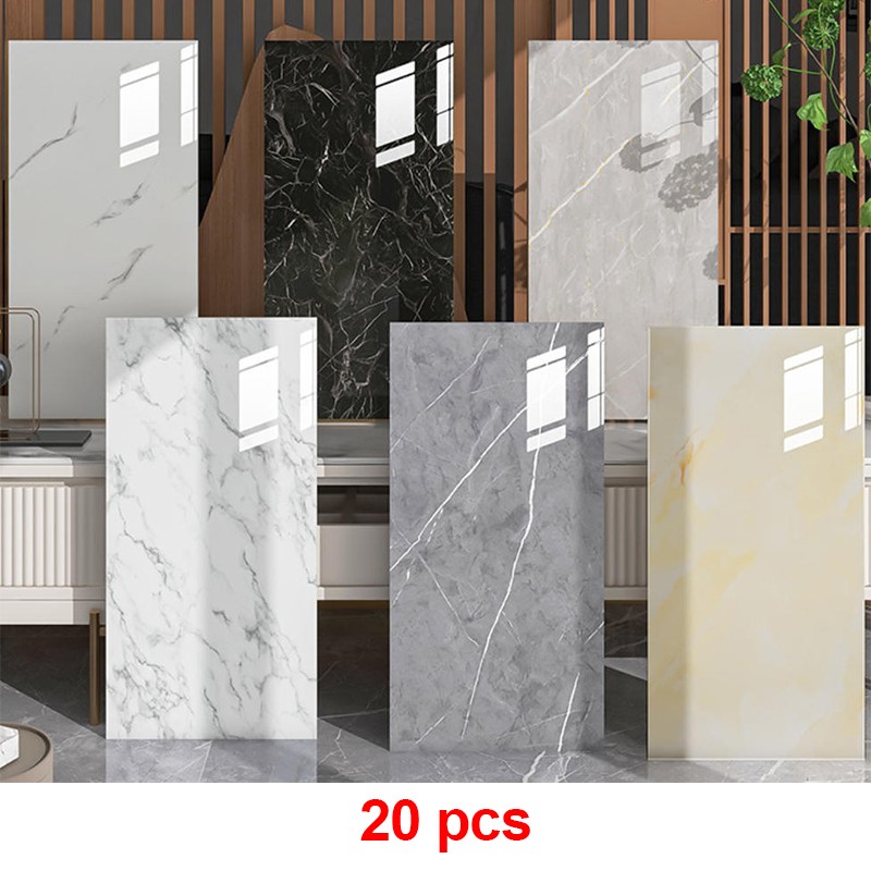 20x Peel & Stick Backsplash Tiles 12×24″ Faux Marble Self-Adhesive Wall Tile PVC