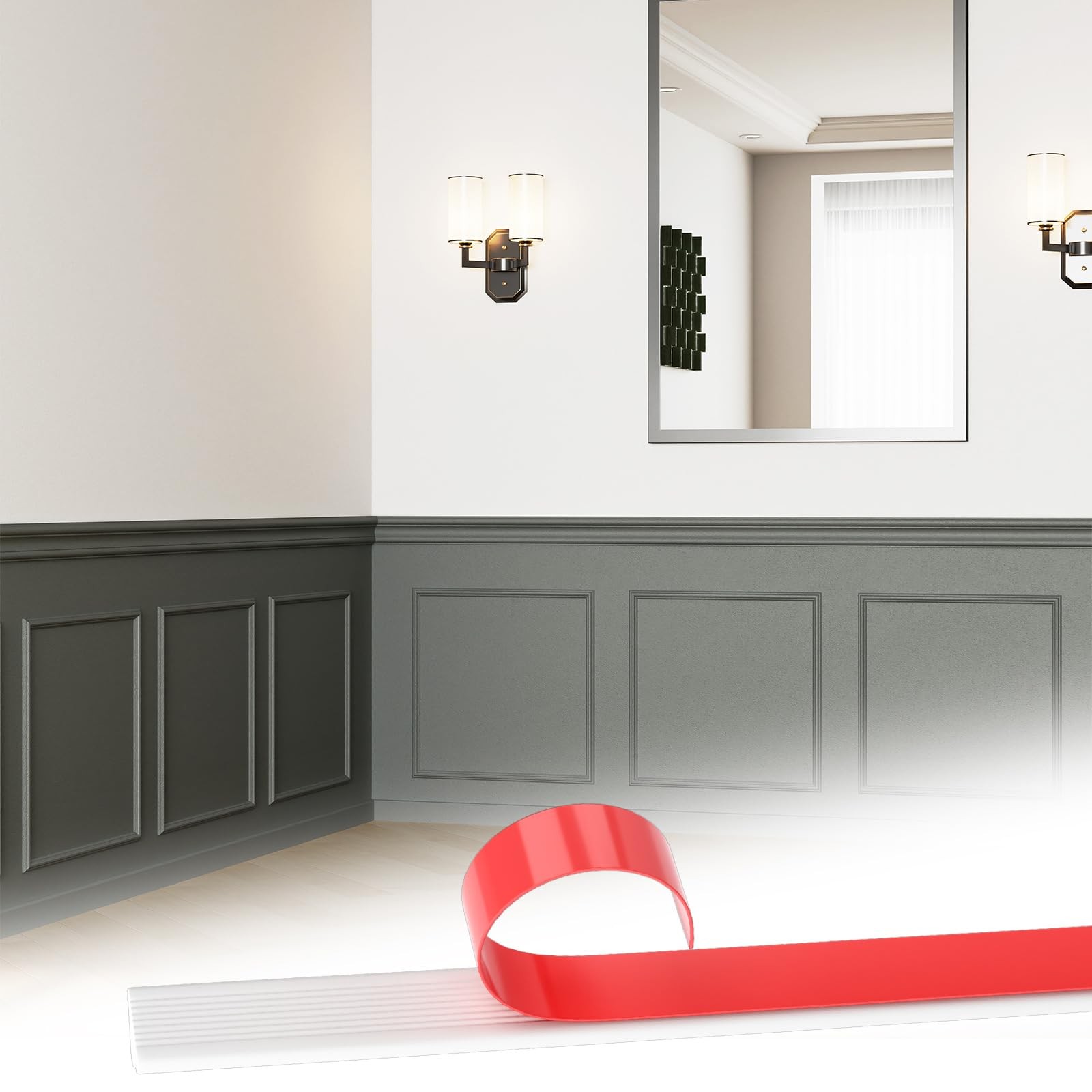 White Peel & Stick PreCut Picture Frame Accent Wall Molding Wainscoting Kit