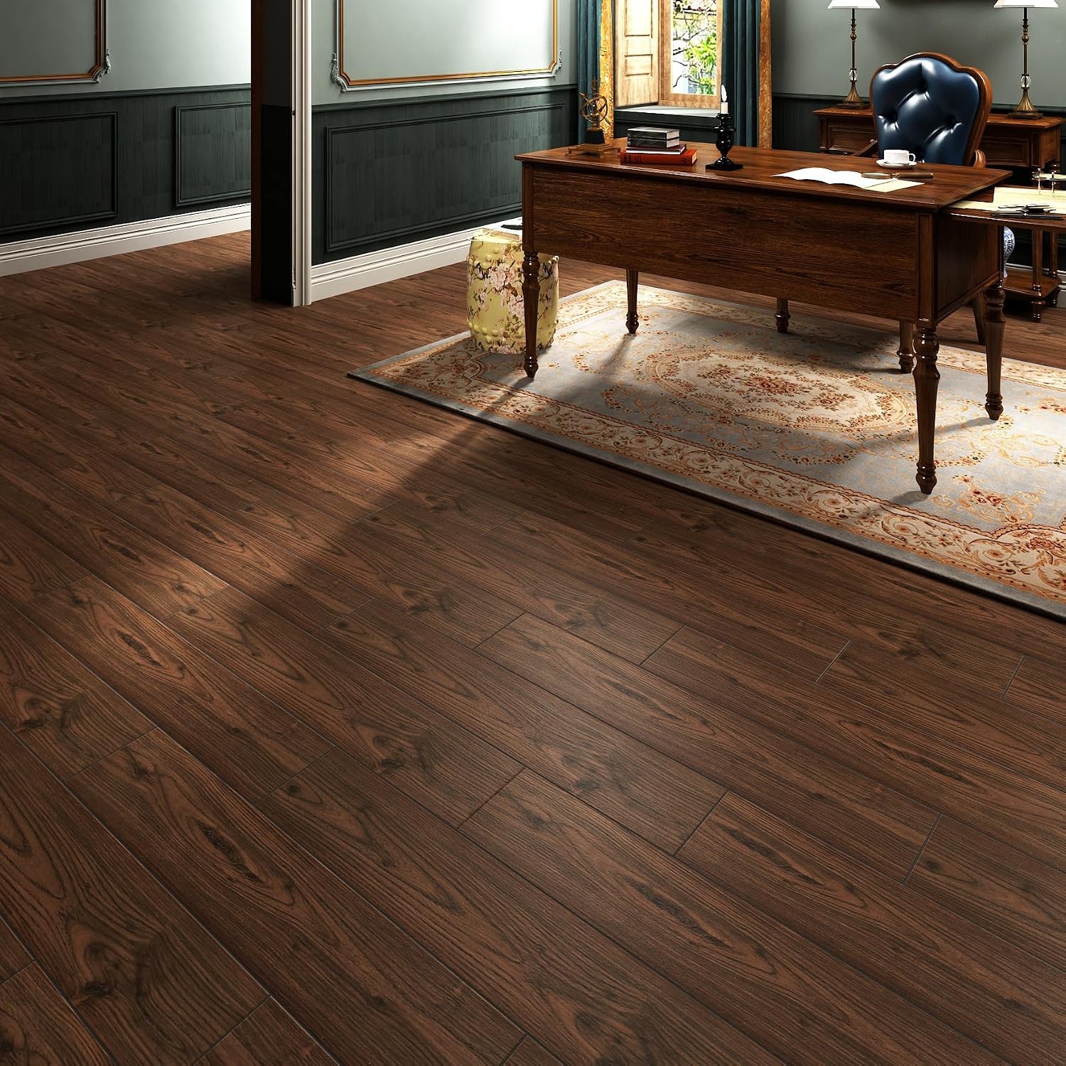Red/Brown Peel and Stick Floor Tile 36”x6” Waterproof Vinyl Flooring Wood