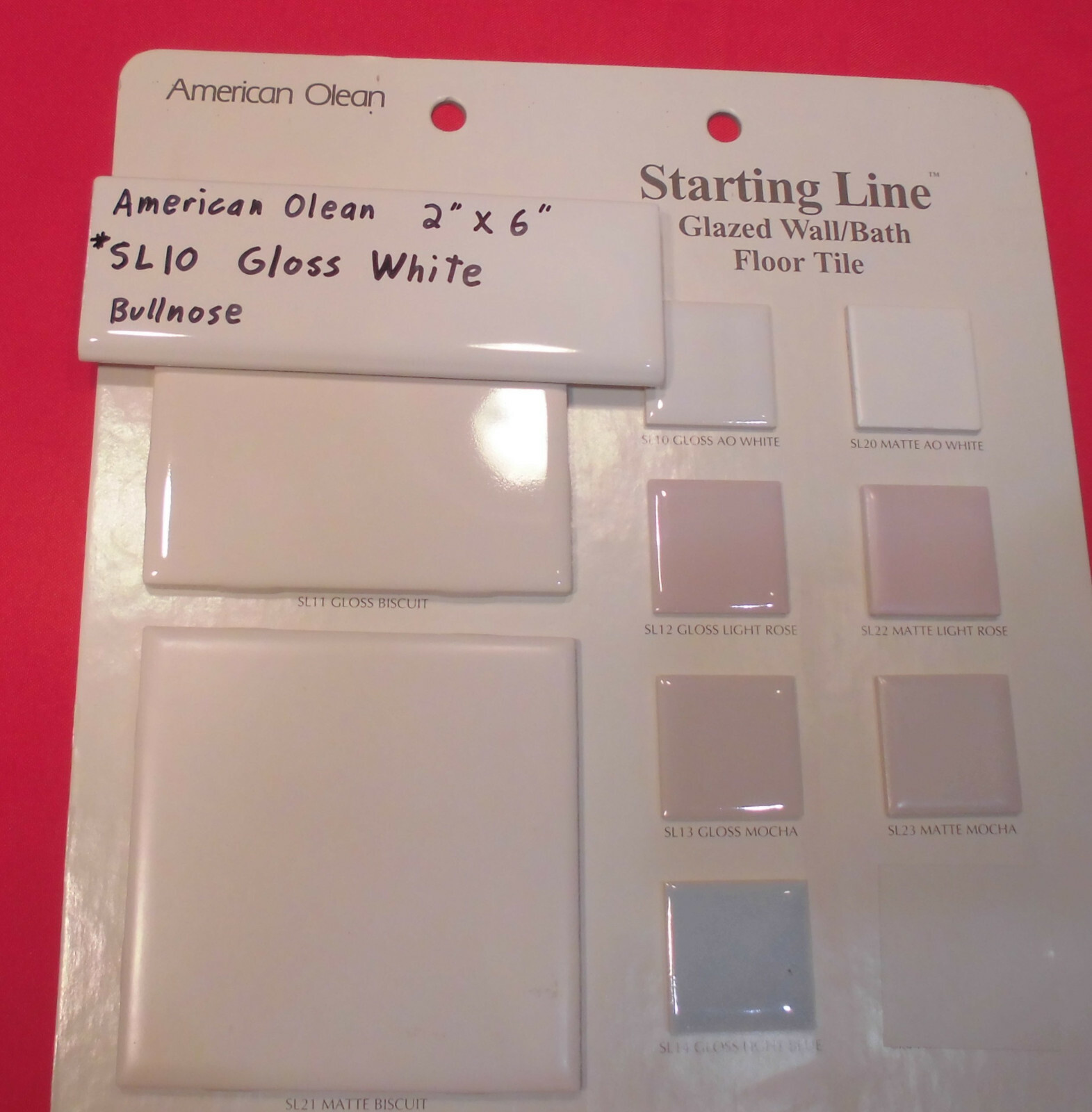 1 pc. Starting Line by American Olean: #SL10 Gloss White Bullnose Ceramic Tile