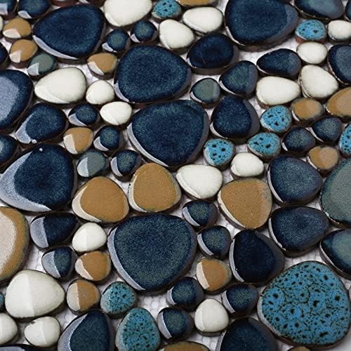 Aqua Cobalt Blue Pebble Tile for Stunning Shower Floors & Backsplashes