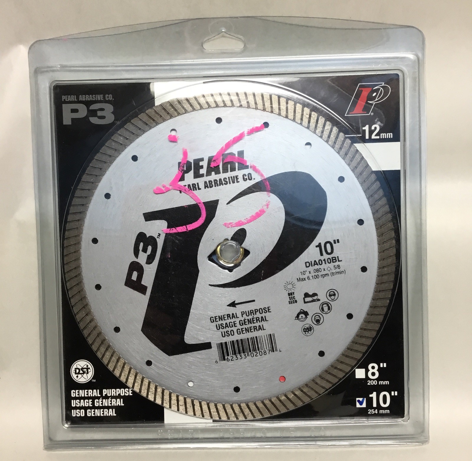 Pearl Abrasive P4 ADM10PT Reactor 10″ Porcelain Tile Diamond Blade