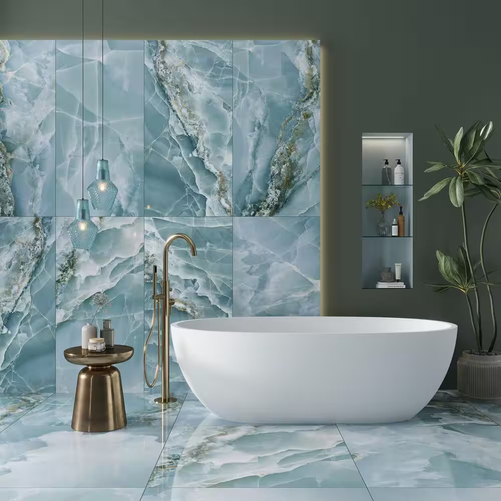 Splendor Onyx Green 24 In. X 48 In. Porcelain Rectangular Wall and Floor Tile (1