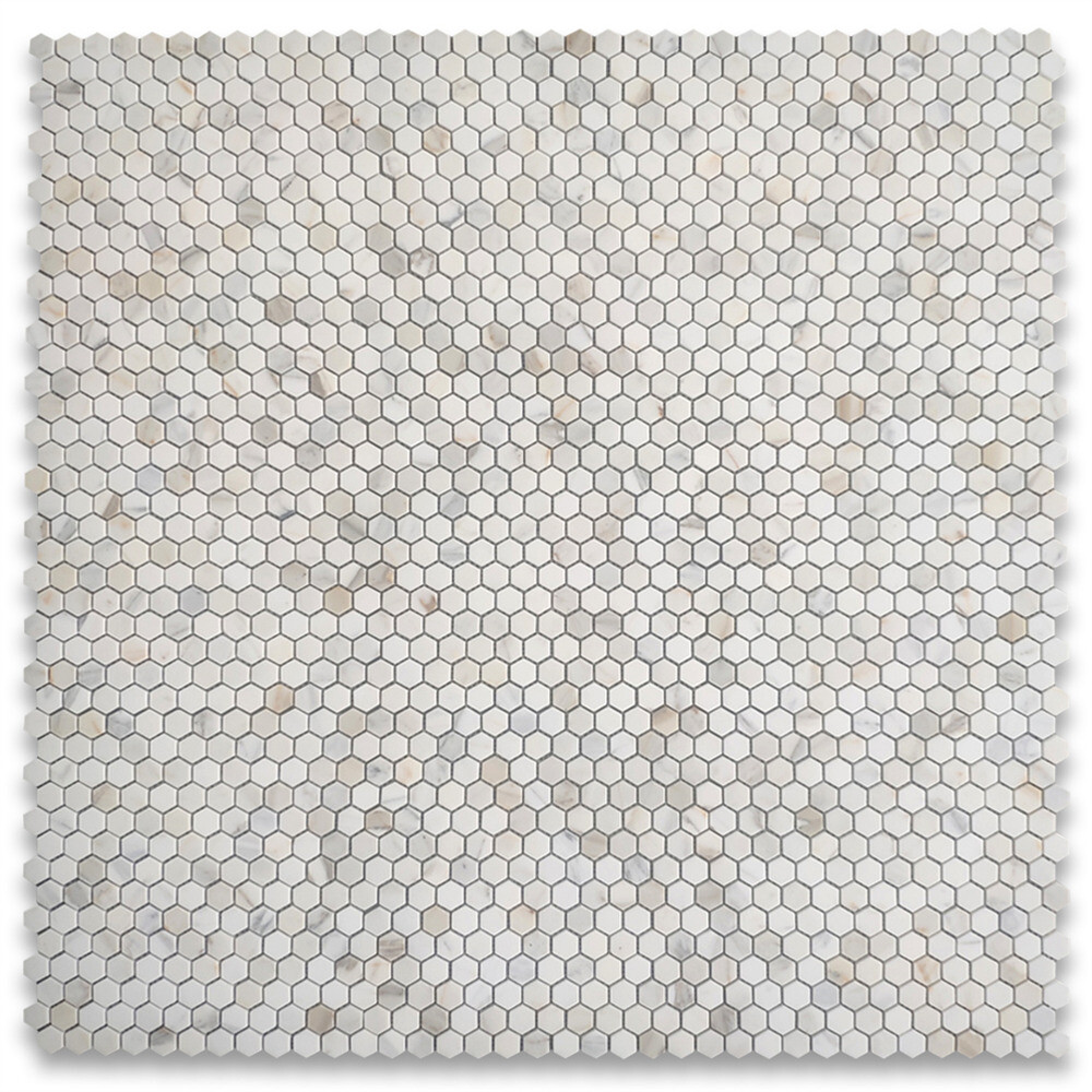 G31XH Calacatta Gold Calcutta Marble 1 inch Hexagon Mosaic Tile Honed