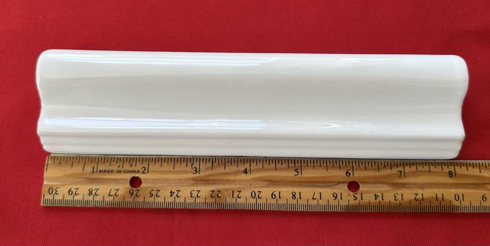 1 pc. Gloss White: Ceramic / Porcelain Chair Rail Tile: 2″ X 8-1/16″ Reclaimed