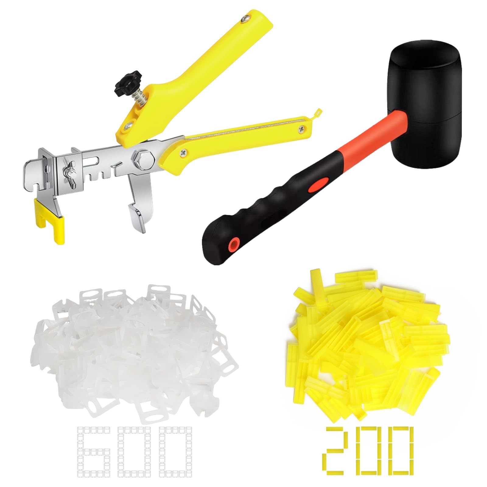 Tile Leveling System Kit – 600 Tile Spacers Clips, 200 Reusable Wedges & Pliers