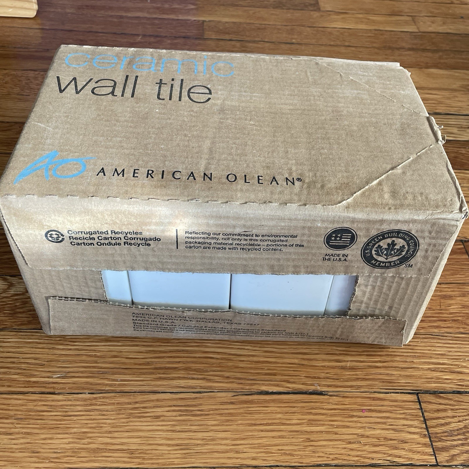 3×6 Ice White Ceramic Subway Tile, American Olean (New Box, 12.5 SF, 100 pc)