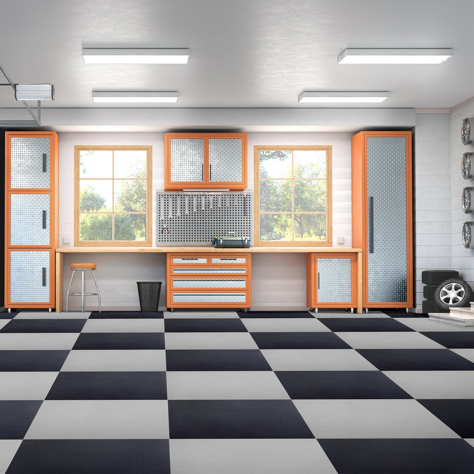 FlooringInc Smooth Flex Nitro Garage Flooring Tiles, 20.5″ x 20.5″, Single Tiles