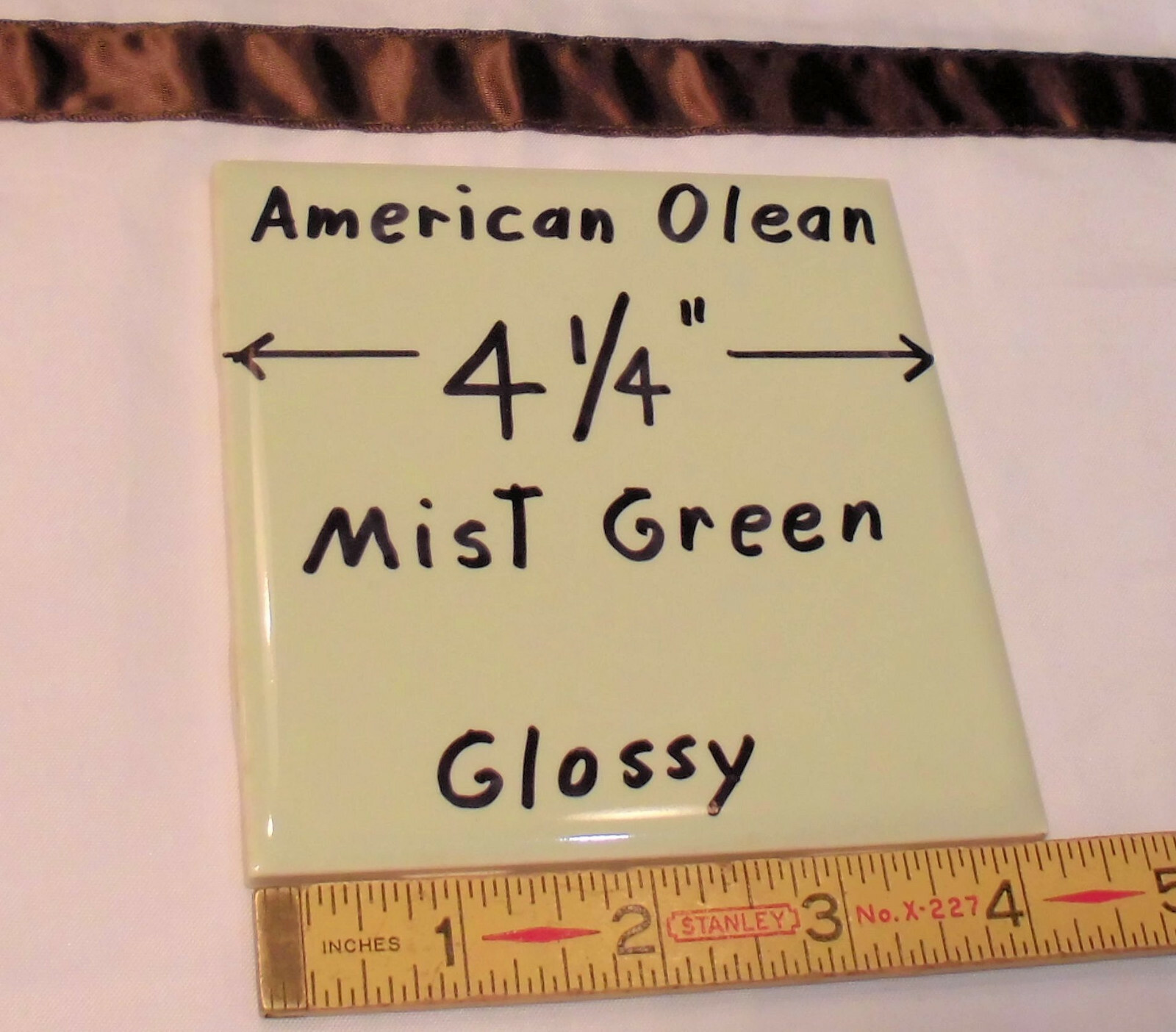 1 pc. Mist Light Green: Glossy Ceramic Tile by American Olean 4-1/4″ NOS