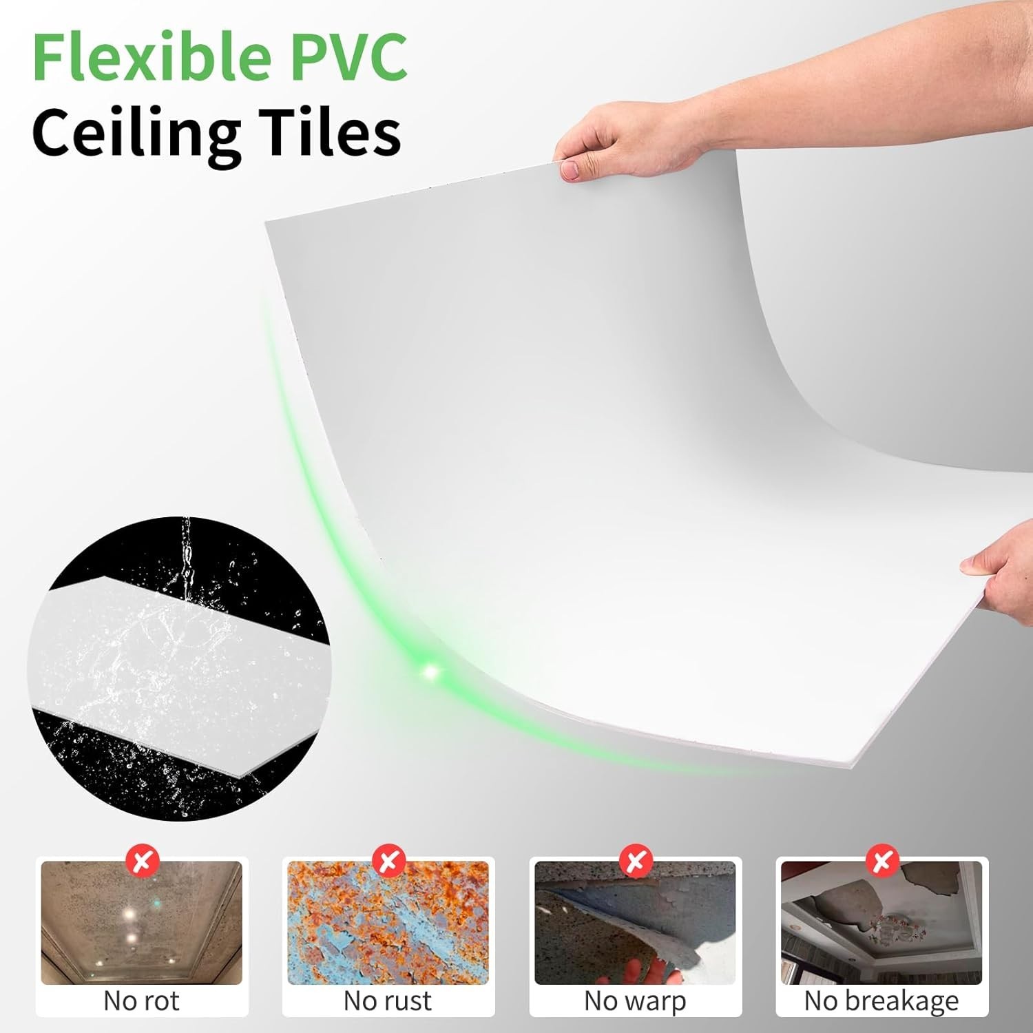 Classic White 24″x24″ Drop Ceiling Tiles – 48 Sq.Ft Coverage, Easy Install