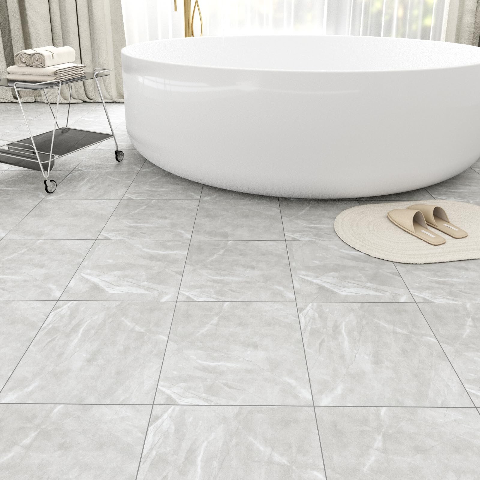 20 Pack Cover 20 Sq.Ft Peel and Stick Floor Tiles, 12” x 12” Self Adhesive Vi…