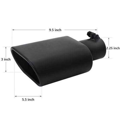 Square Exhaust Tip 2.25″ Inlet, Black Coating Rectangle 2.25inch Black Coated