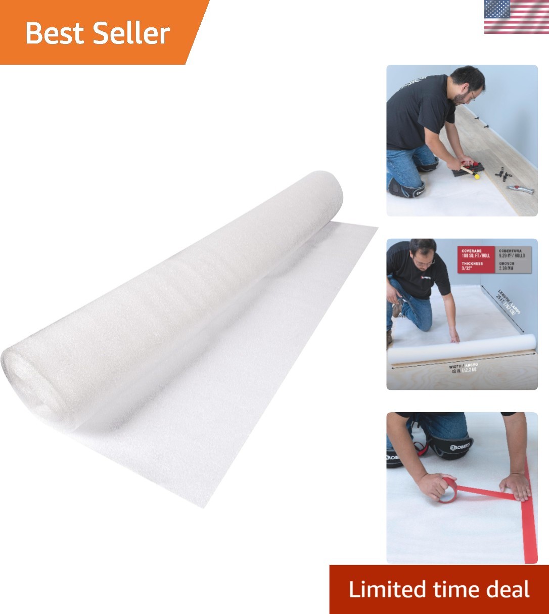 100 Sq. Ft. Serenity Foam Underlayment – Cushioned Support for Floors