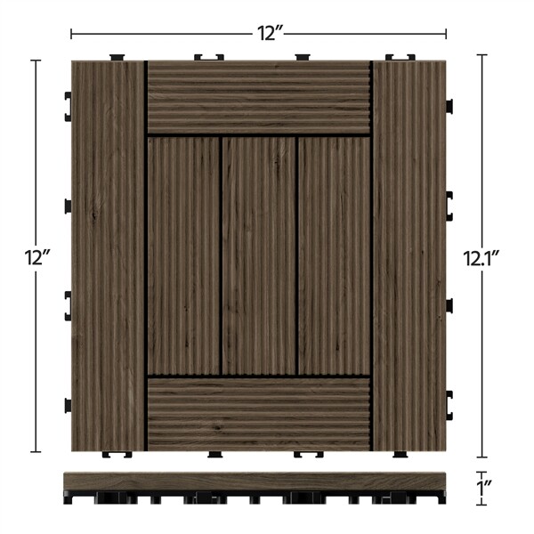 12×12” 27pcs Deck Patio Tiles Interlocking Wood Flooring Pavers Tiles Black