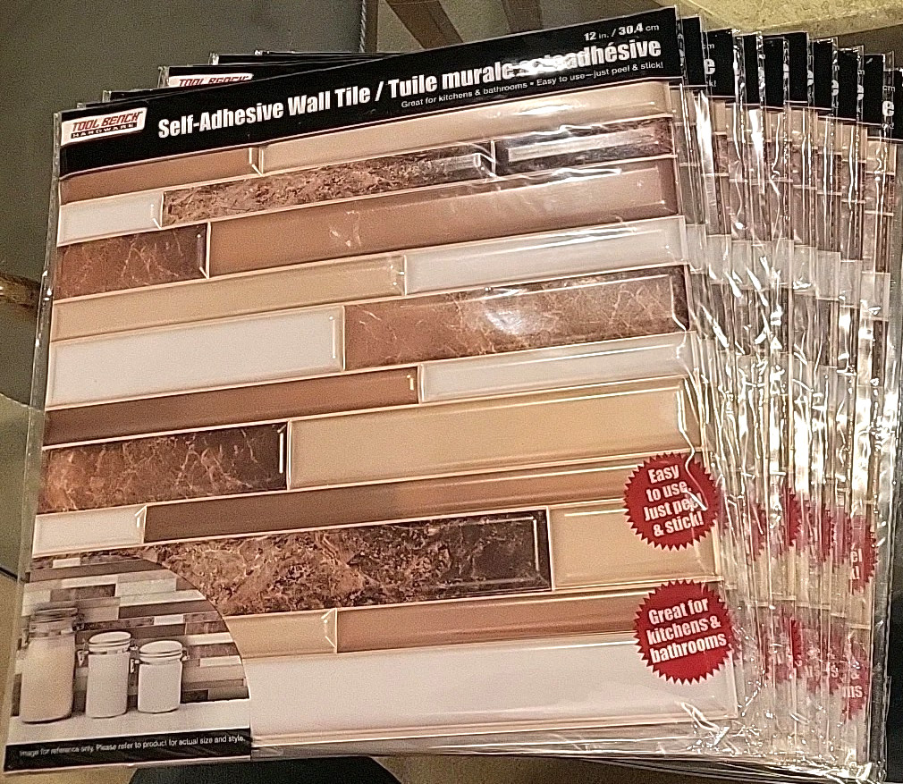 Lot 10 Sheets Soft Washable Self Adhesive Tan Brown & White Wall Tile 12×12″ New