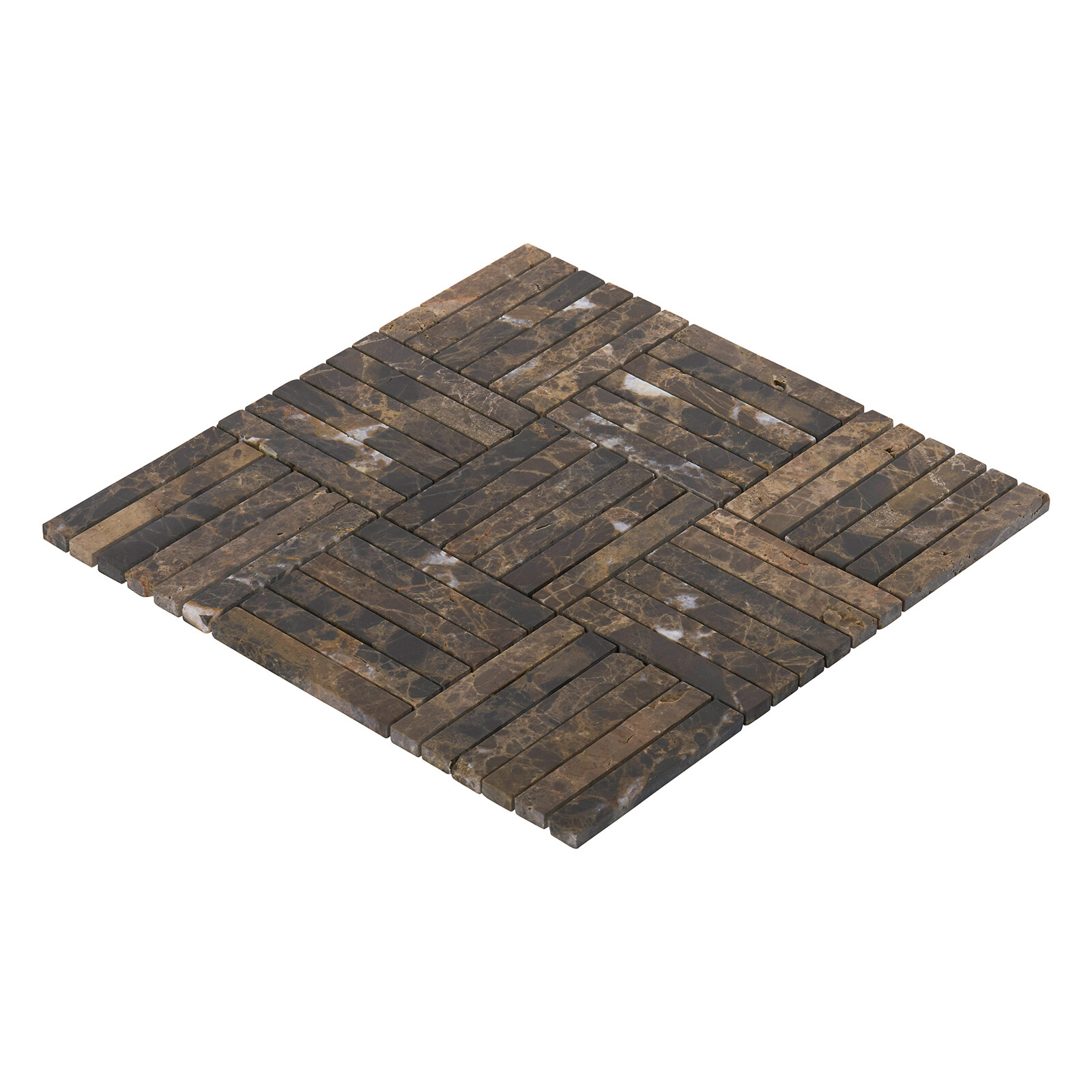 Brown Emperador Dark Marble Stone Parquet Mosaic Tile Kitchen Wall Backsplash
