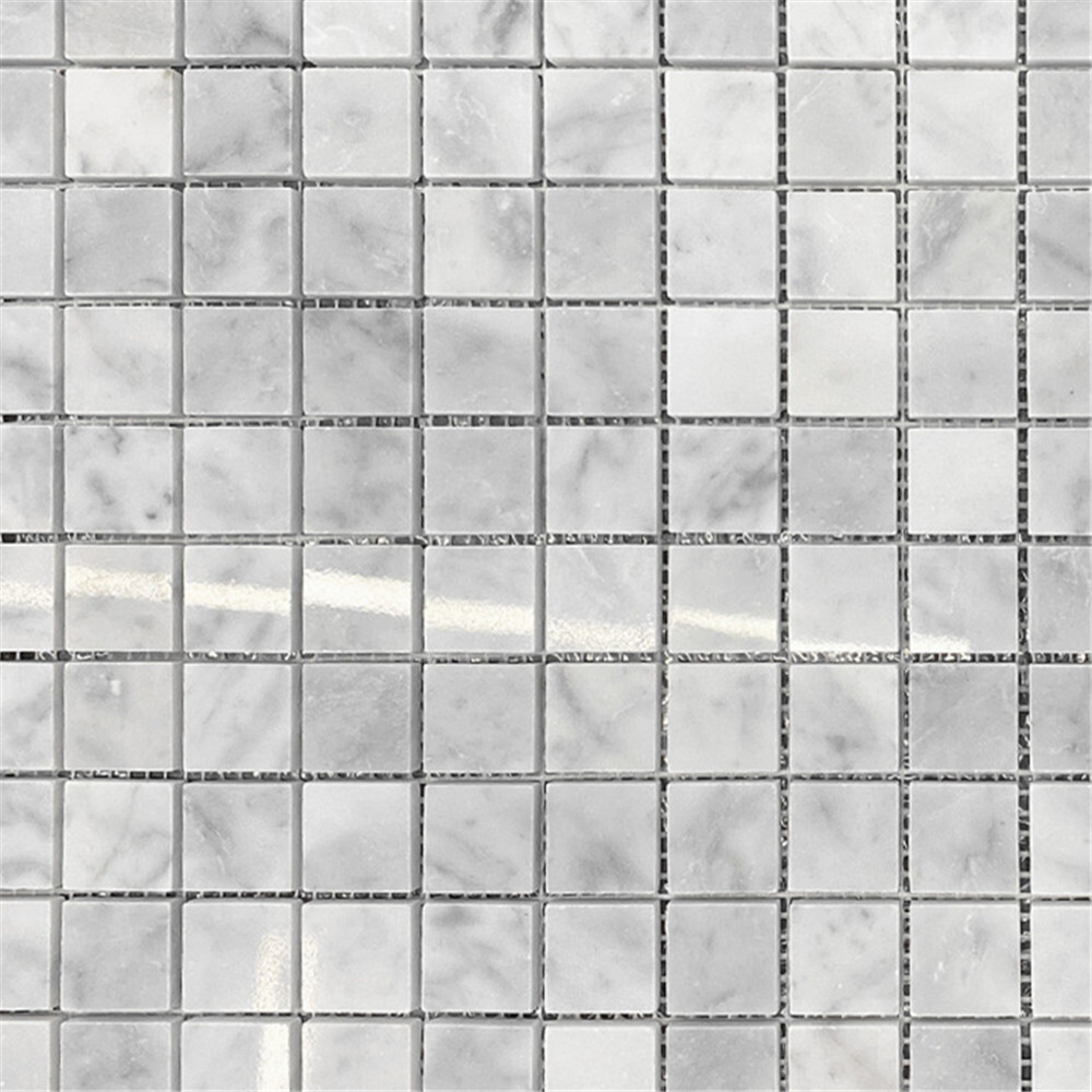 C24XP Carrara White Marble 1×1 Square Mosaic Tile Polished Venato Bianco