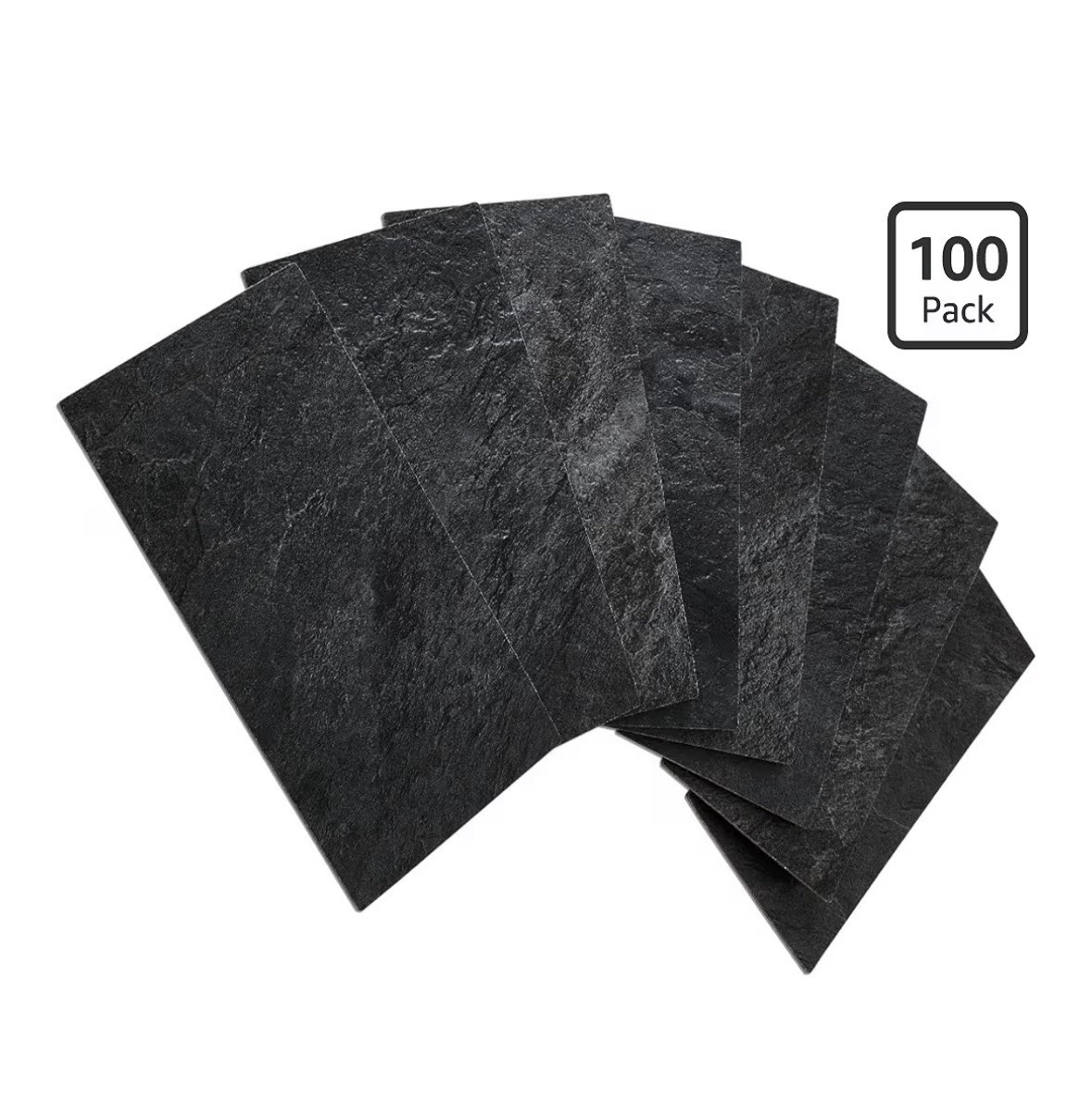 100 Piece Black Slate Peel and Stick Backsplash Wall Tiles, 3″ x 6″ PVC Faux …