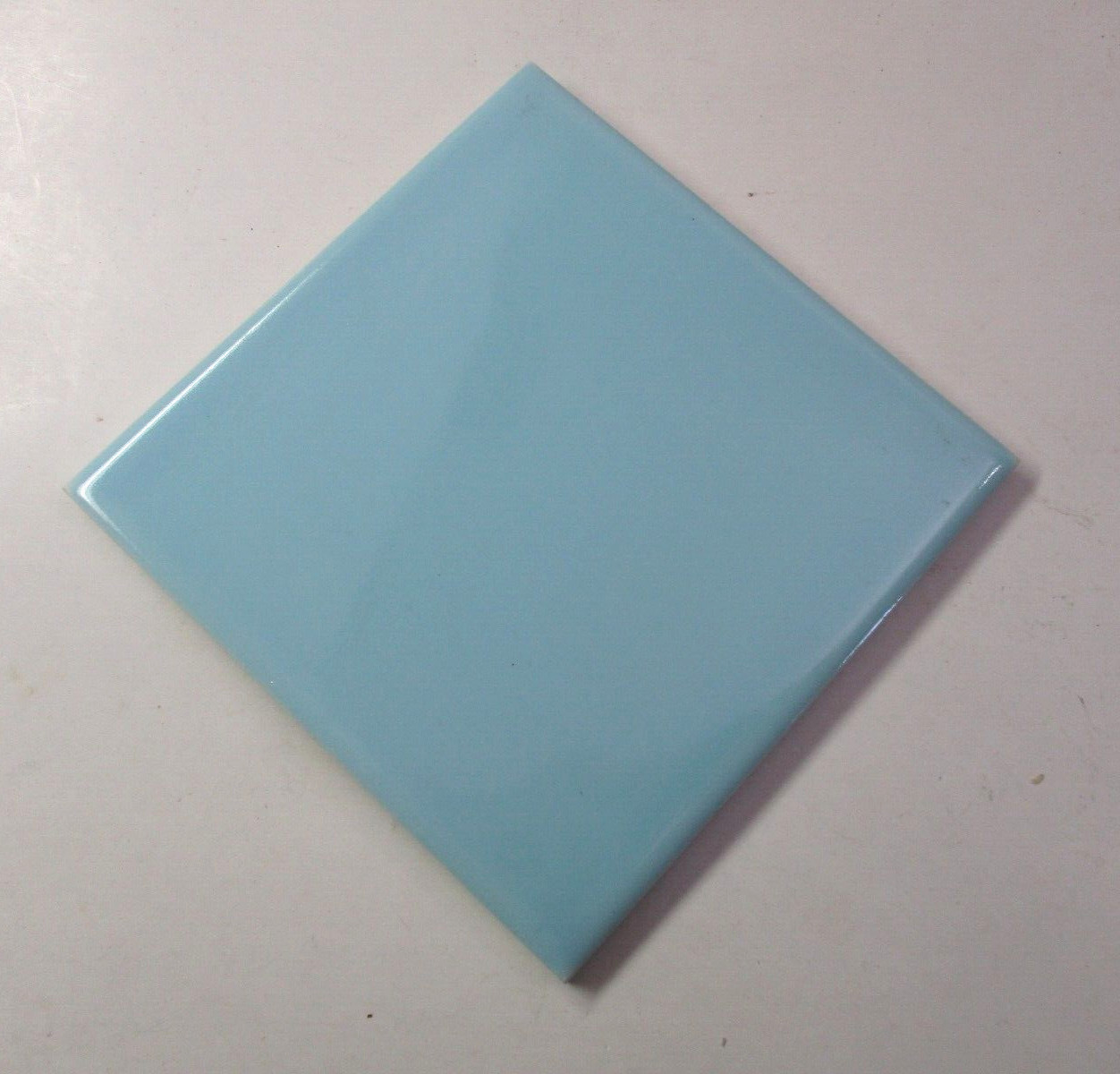 1 Wall Tile Atco USA 4-3/8″ Gloss Light Powder Blue Ceramic 1950s Retro Vintage