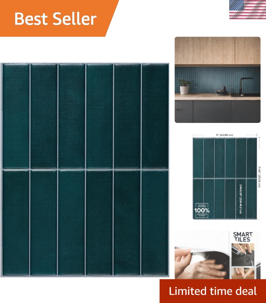 Water-Resistant Peel and Stick Tiles – 5 Pack, 11.43″ x 9″ for Kitchen