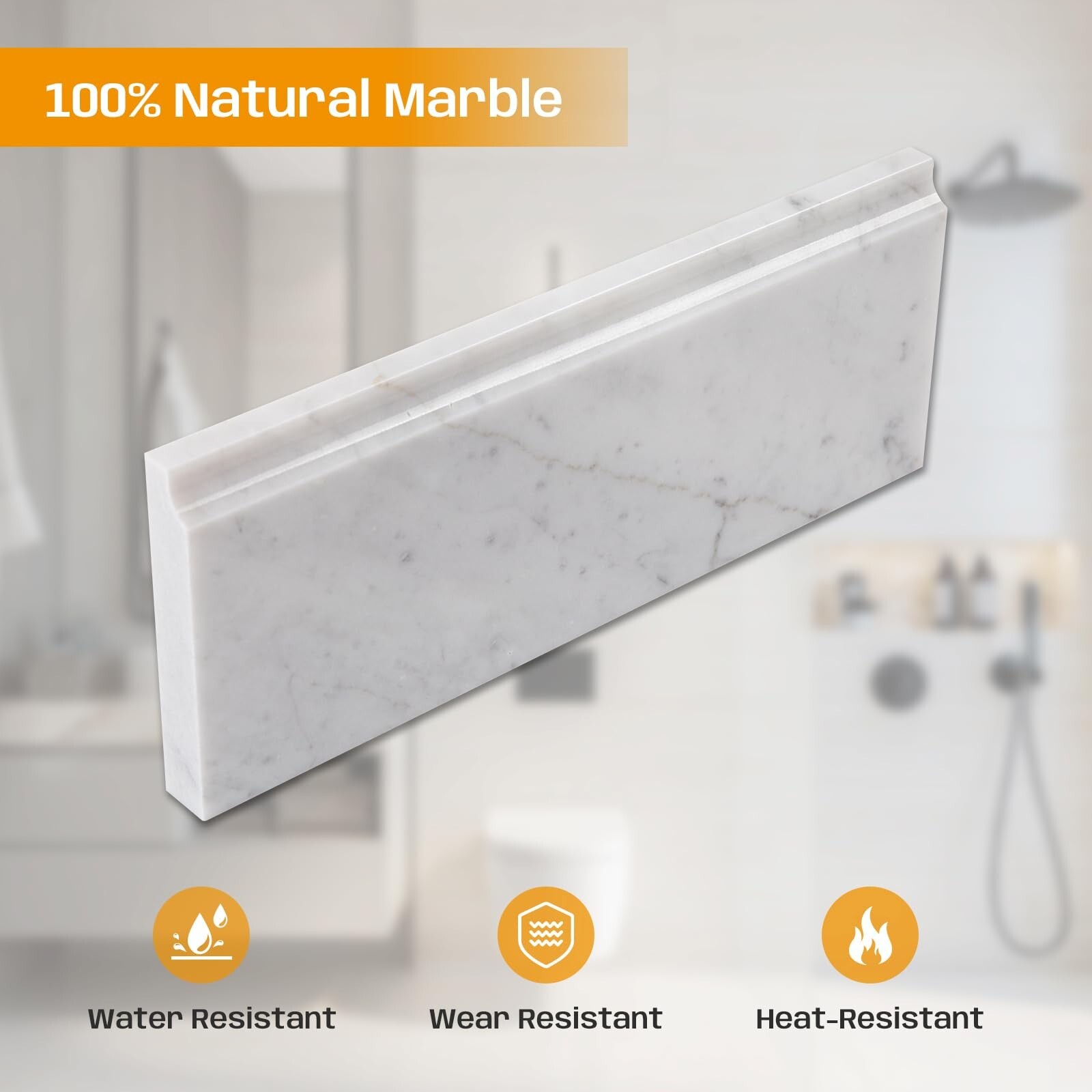 Carrara White Marble Baseboard Trim Molding, 4.5″X12″ Polished Wall Base Moul…