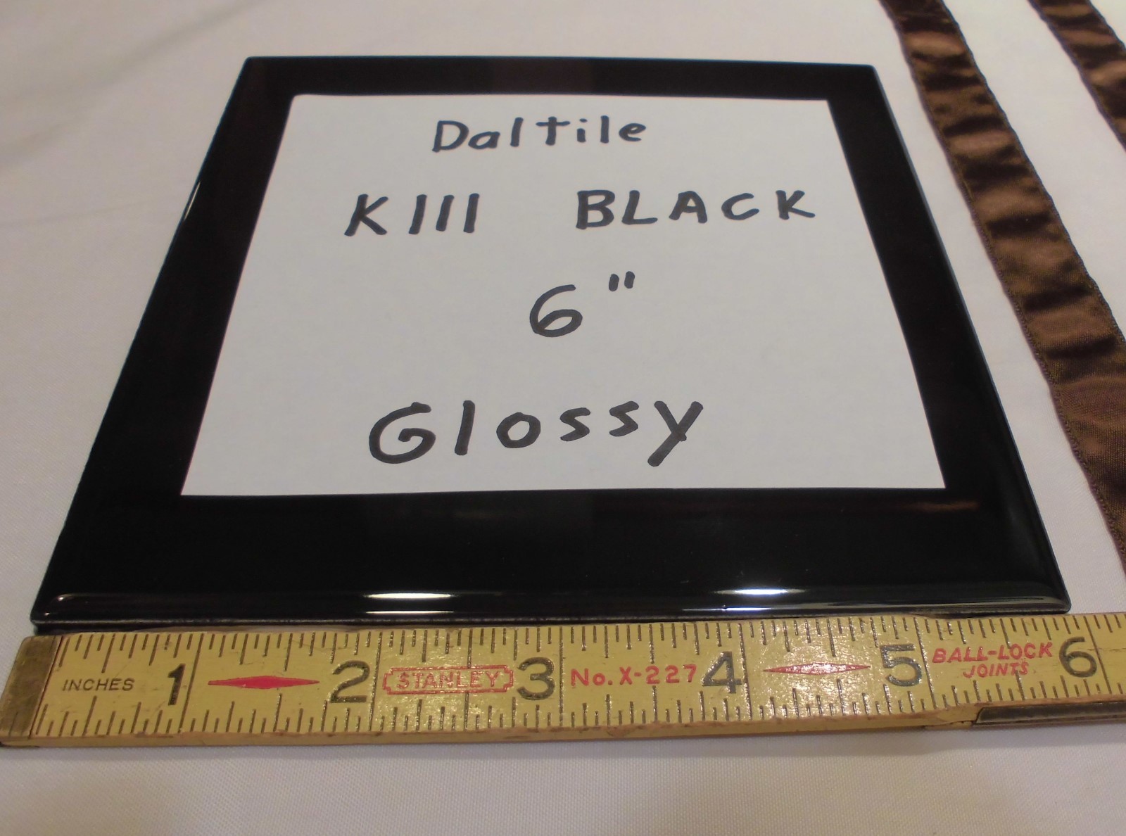 2 pcs. Glossy Ceramic Tiles *Kohler Black – #K111 Black* 6″ X 6″ by Daltile; NEW