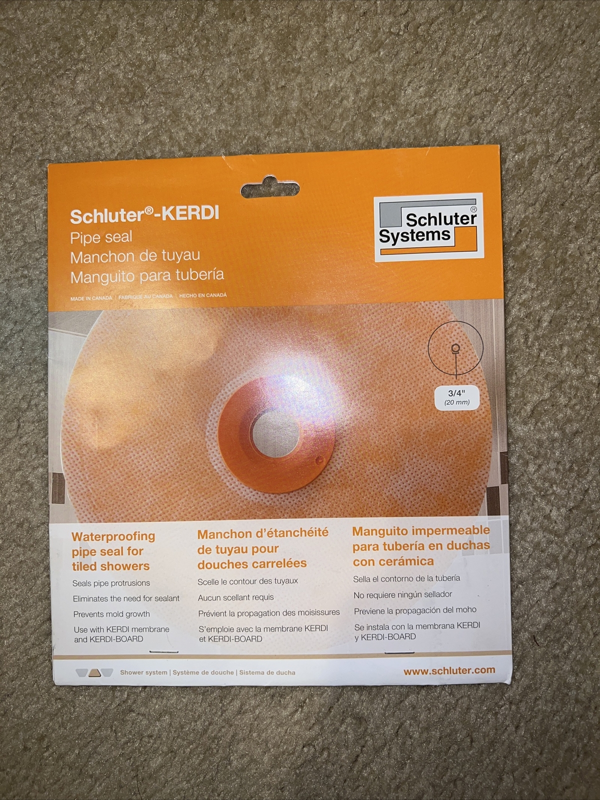 Schluter Kerdi Pipe Seal 3/4″ KMS185/20 Brand New