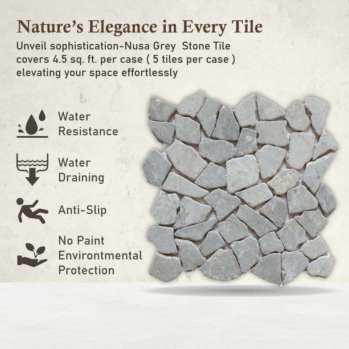 Nusa Grey Random Mosaic Wall & Floor Tile ($10.09/SqFt)