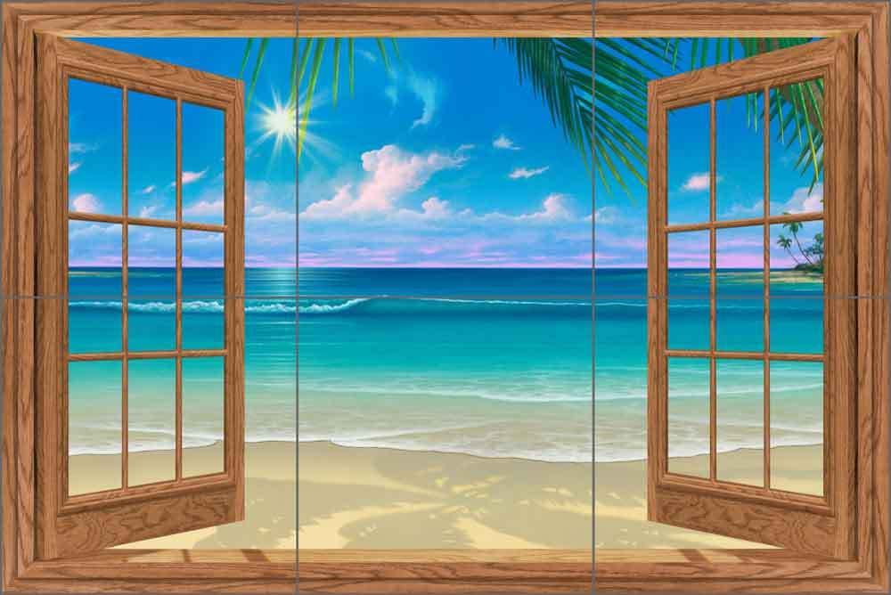 Ceramic Tile Mural Backsplash Miller Tropical Seascape Window Art DMA2037
