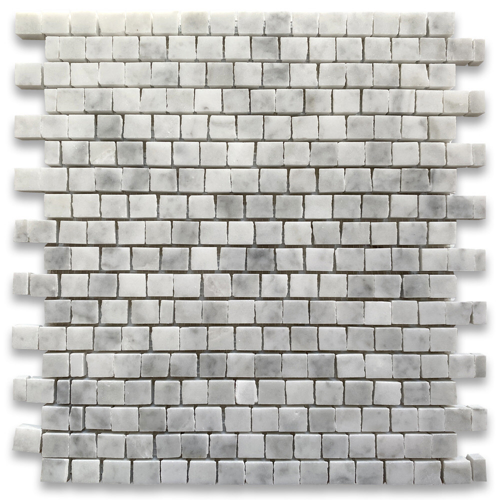 C29P Carrara White Marble HandClipped Random Broken Mosaic Tile Polished