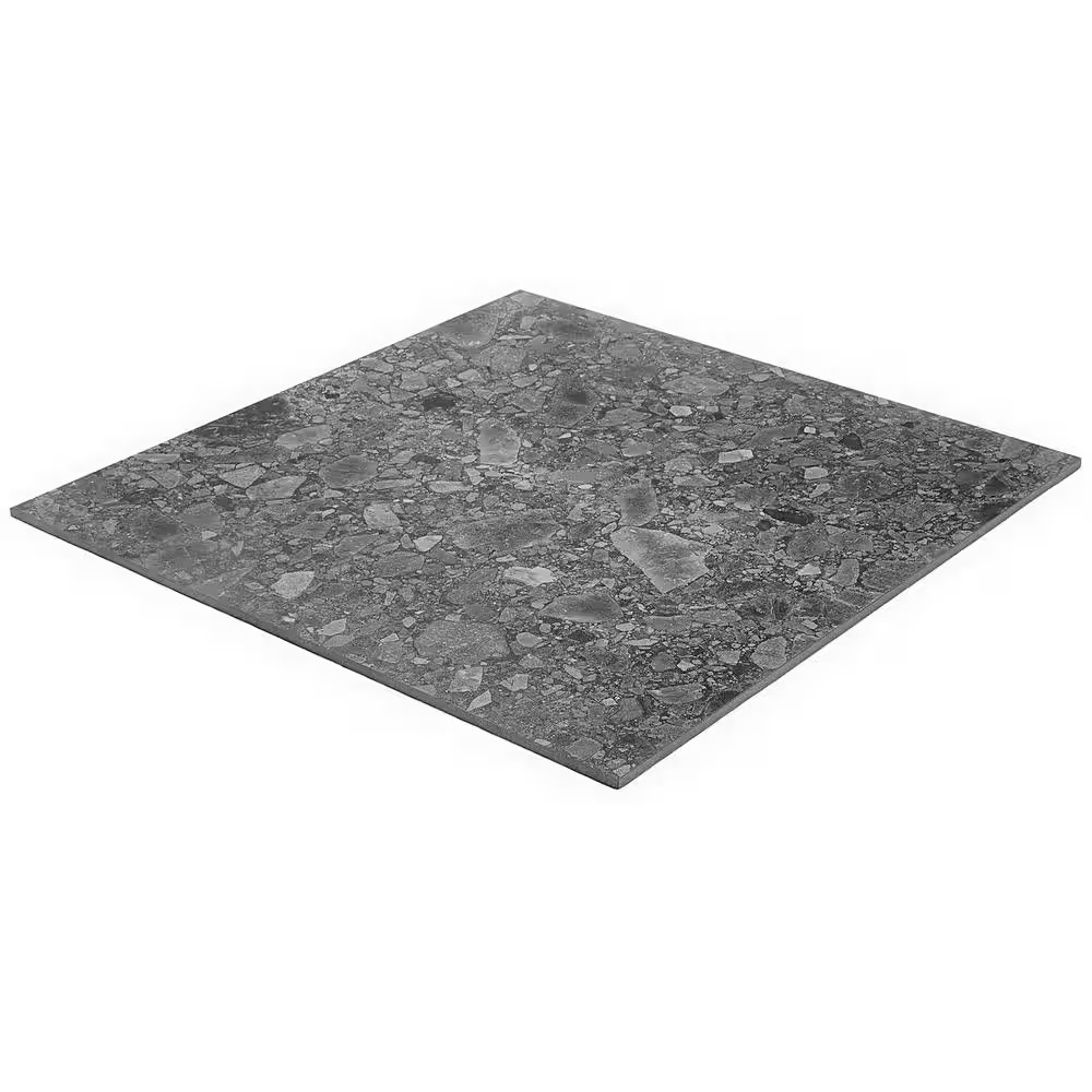 Luxe Terrazzo Charcoal 23.54 In. X 23.54 In. Matte Terrazzo Look Porcelain Floor