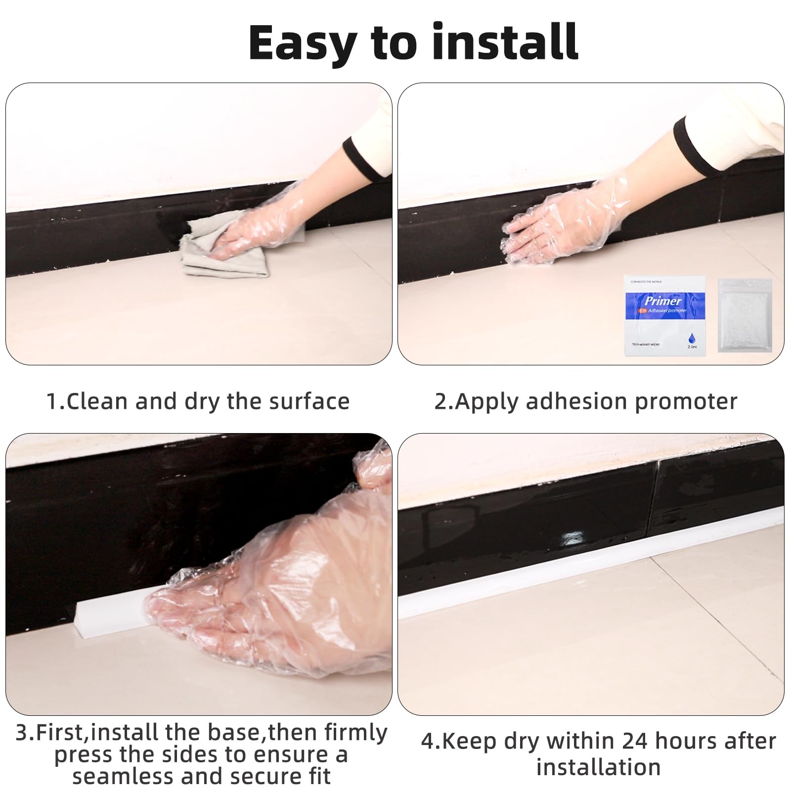 9.8′ Flexible Quarter Round Molding, Peel and Stick Shoe Molding Baseboard,Se…