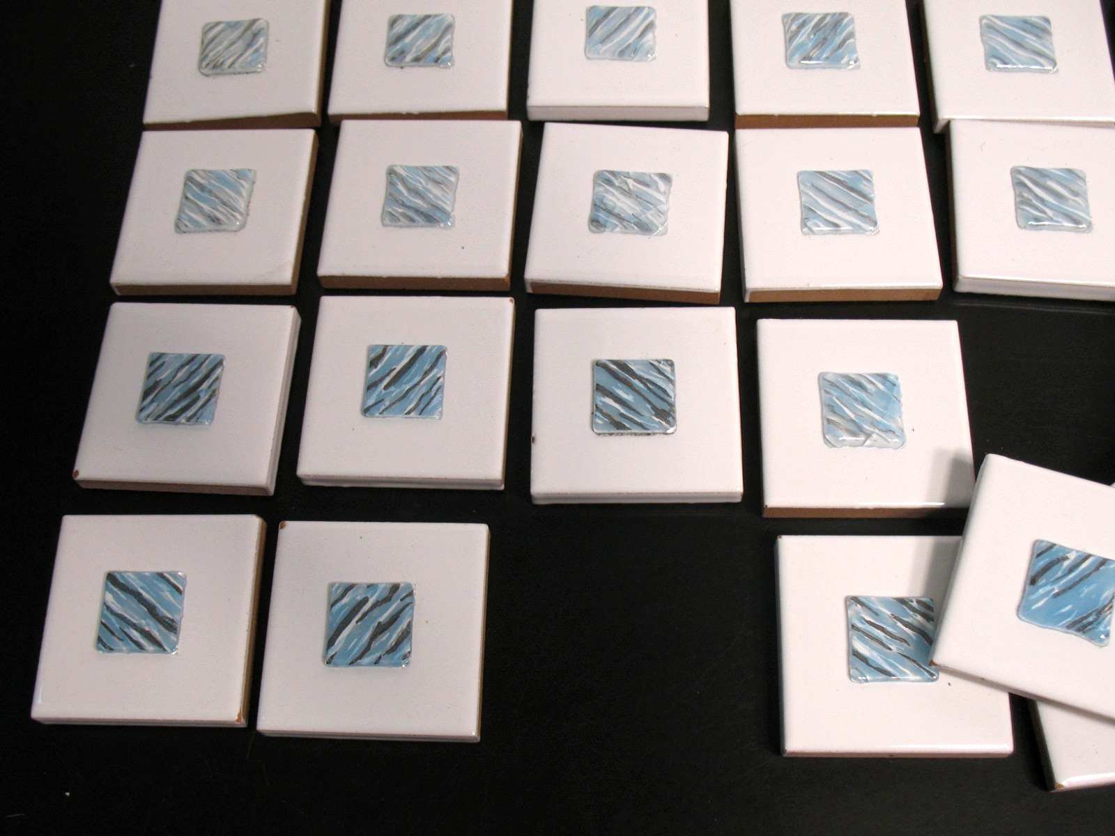 2 x 2 inch CENTER GLASS MEDALLION TILE LOT OF 46 SOME IMPERFECT ITALY HANDMADE