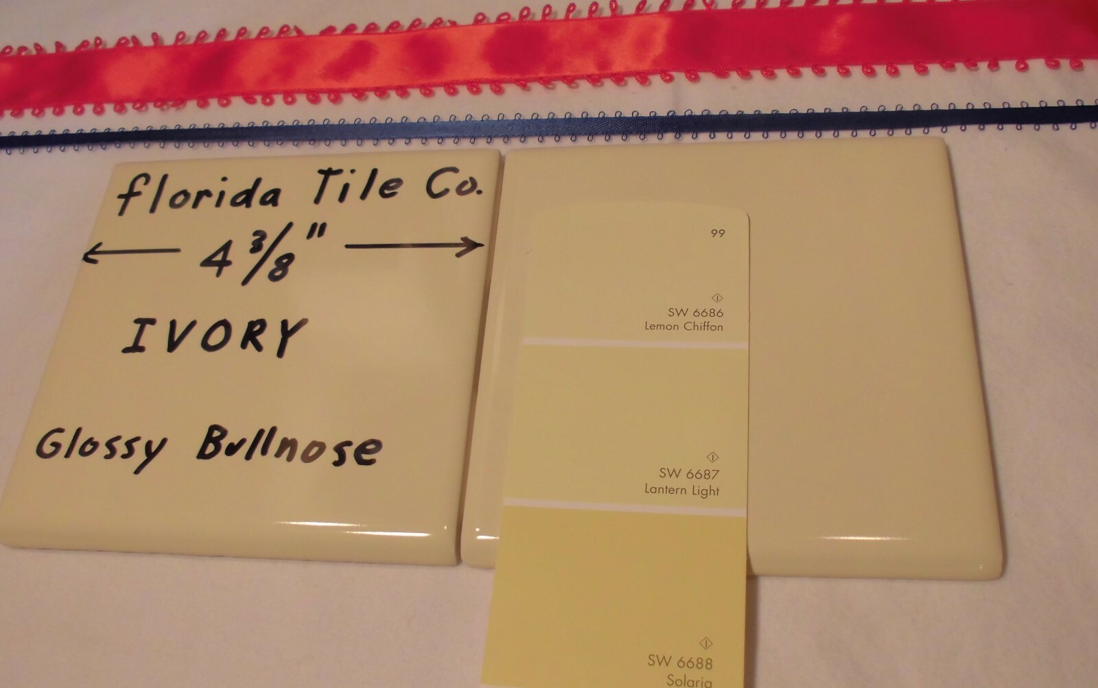 1 pc. Bullnose Ceramic Tiles *Ivory* 4-3/8″ Florida Tile Co. New Glossy Mint