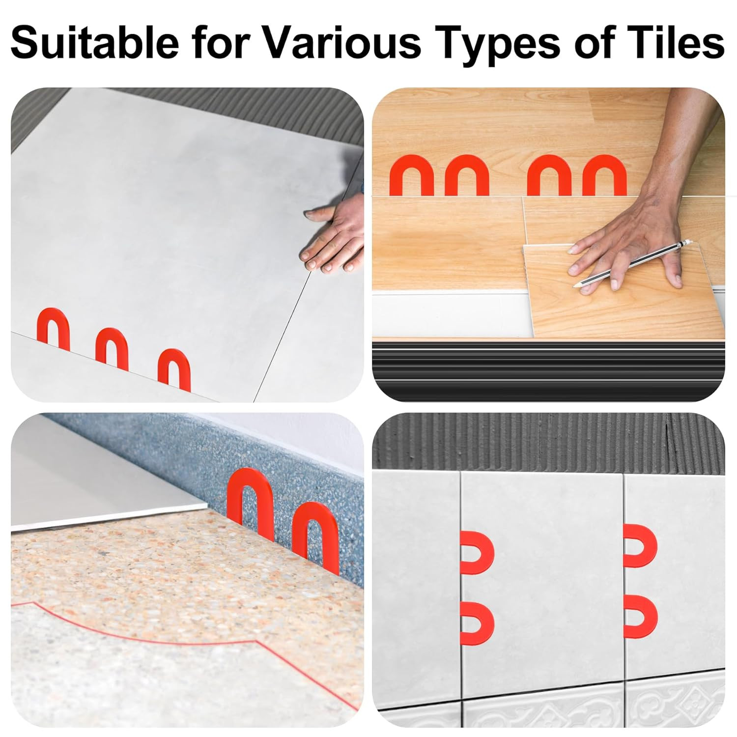Horseshoe Shims Tile Spacers 1/8 Inch (3mm) 400Pcs U-Shaped Plastic Shims for…