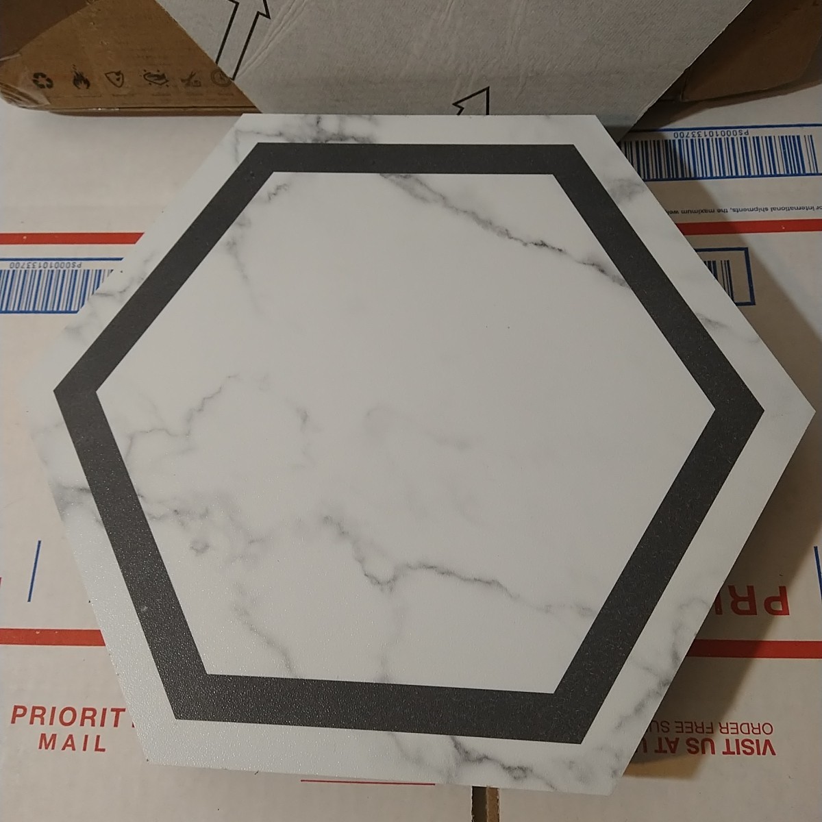 Art3d 22 Pack 11.8″ x 10.2″ White Marble Hexagon Peel and Stick Flooring Tile