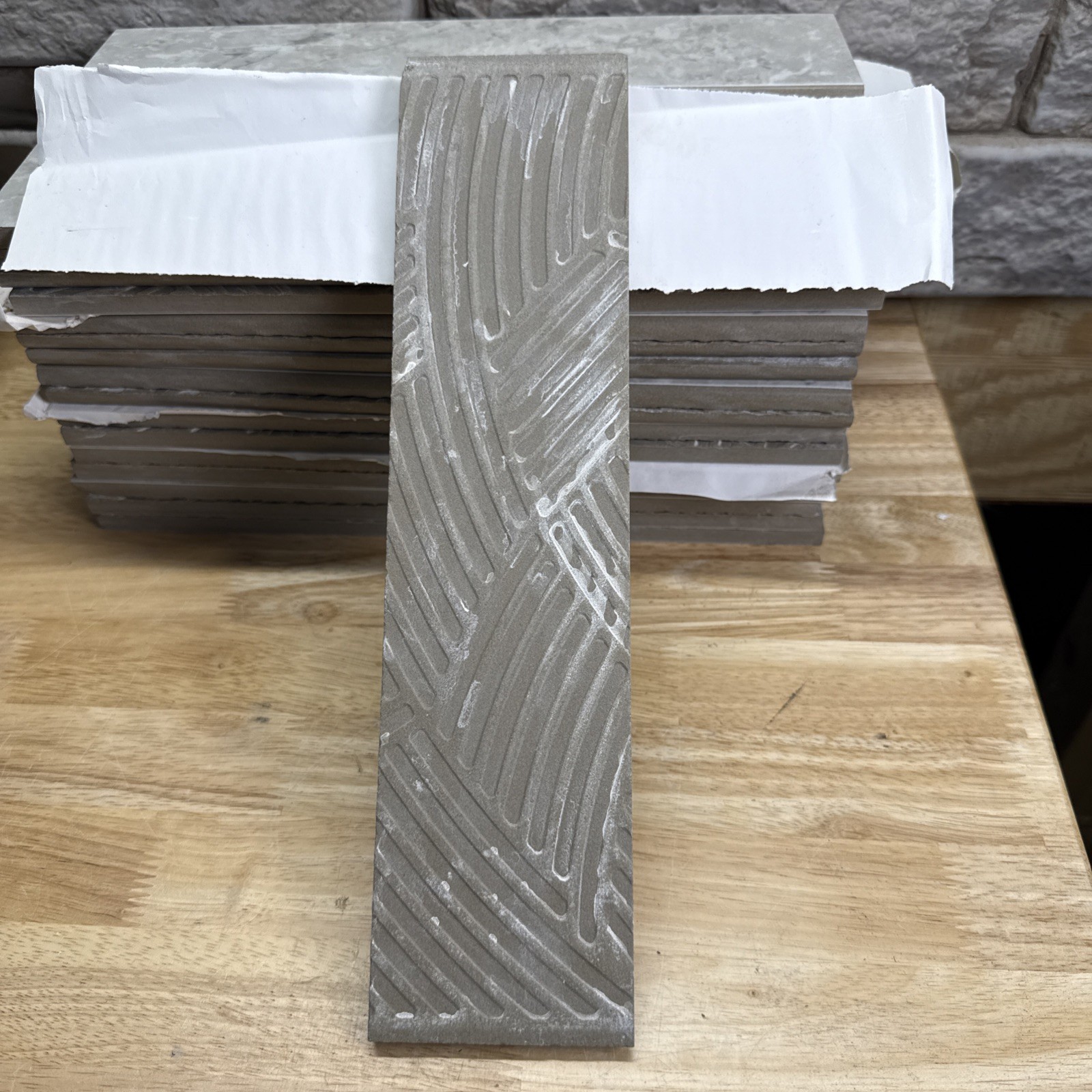Marina Grey Bullnose 3-in X 12-in Polished Porcelain Marble Look Tile(Lot Of 34)