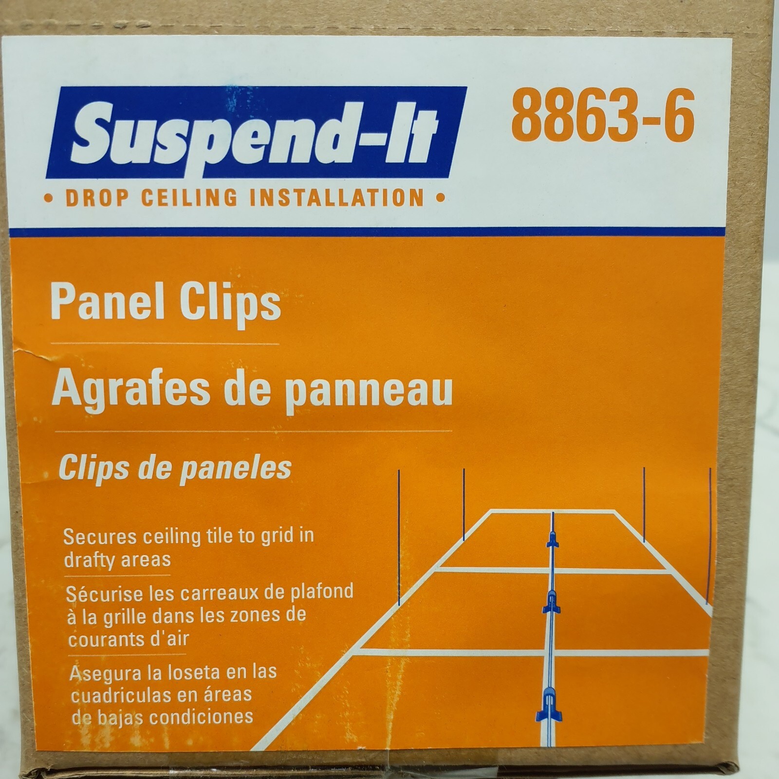 120 Pack Suspend-It 8863-6 Ceiling Tile Clips Plastic 1″ 6-20 Packs